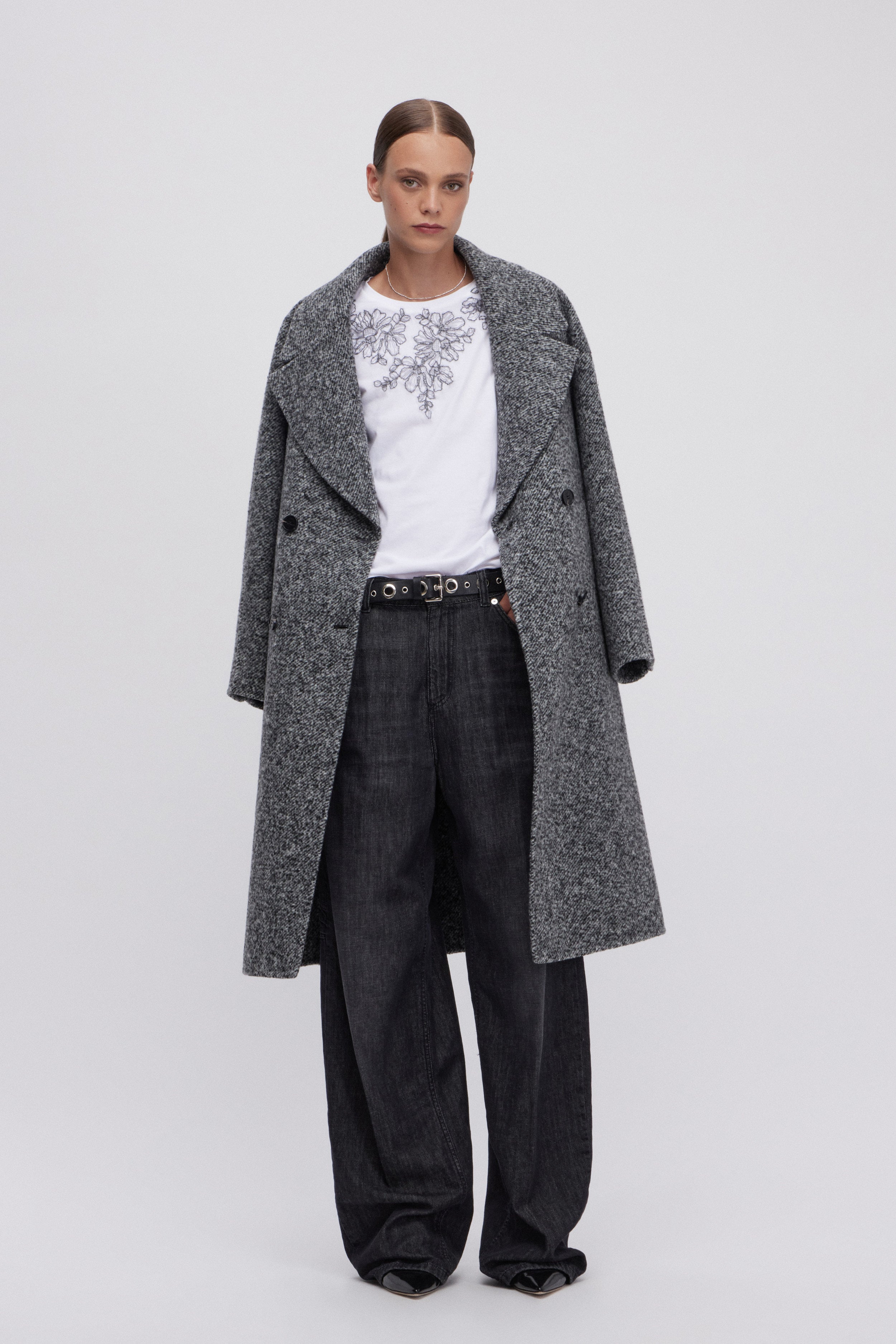 T-SHIRT EN JERSEY À MANCHES LONGUES BRODĖE 