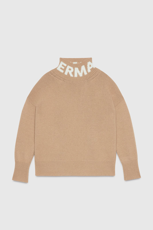 SWEATER WITH LOGO AND RHINESTONES