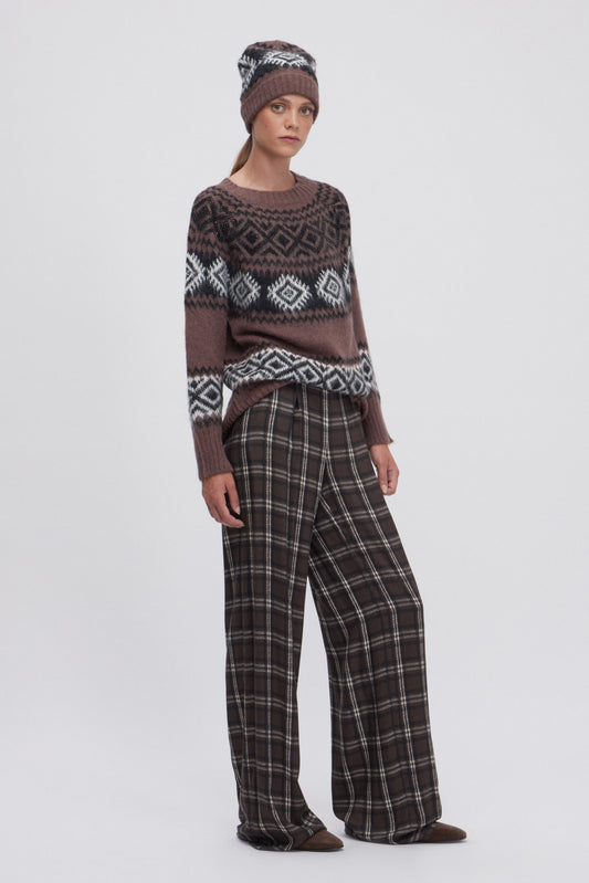 MAGLIA JACQUARD CON MOTIVO A ROMBI E CRISTALLI