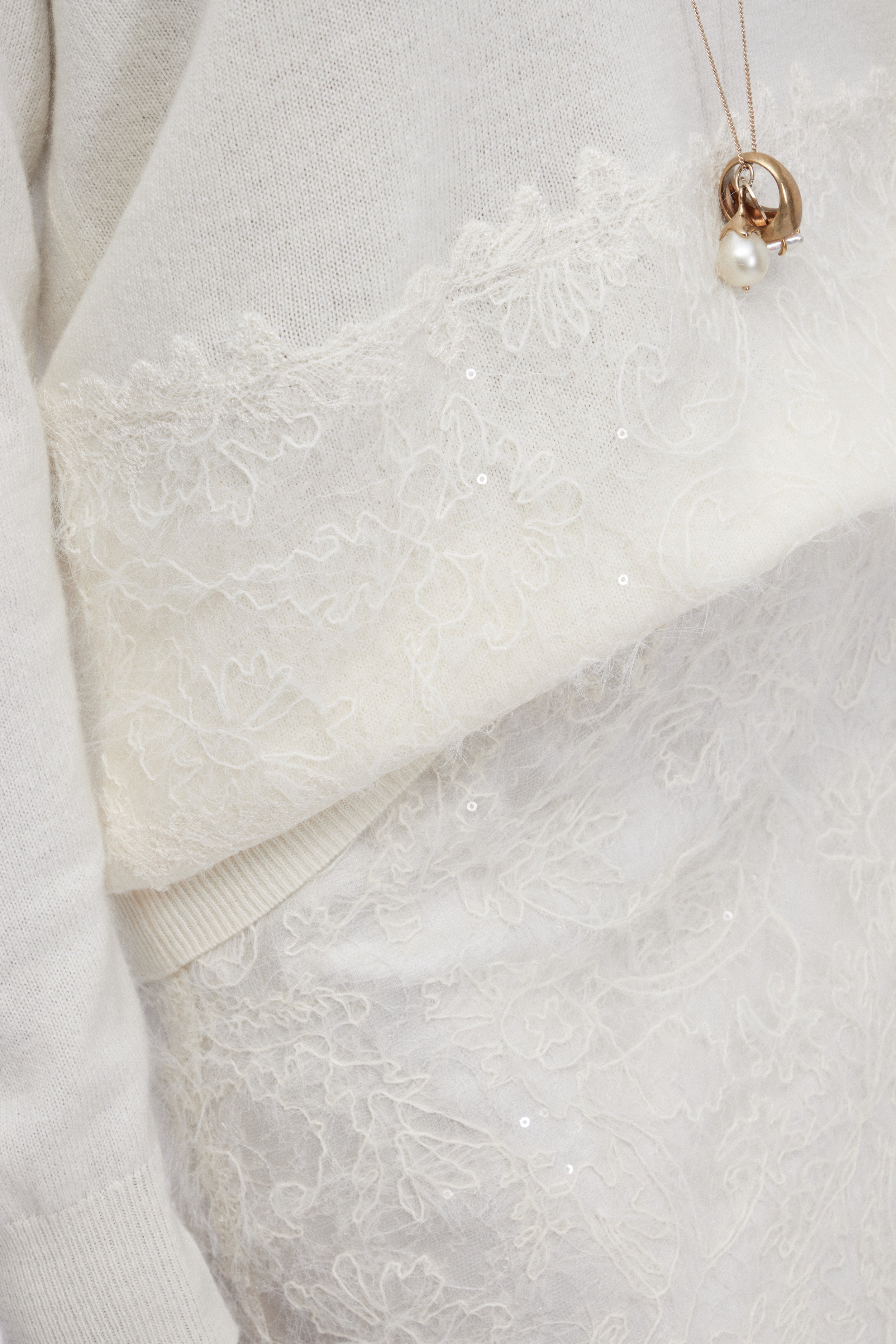 MAGLIA IN LANA E CACHEMIRE CON INSERTO DI PIZZO