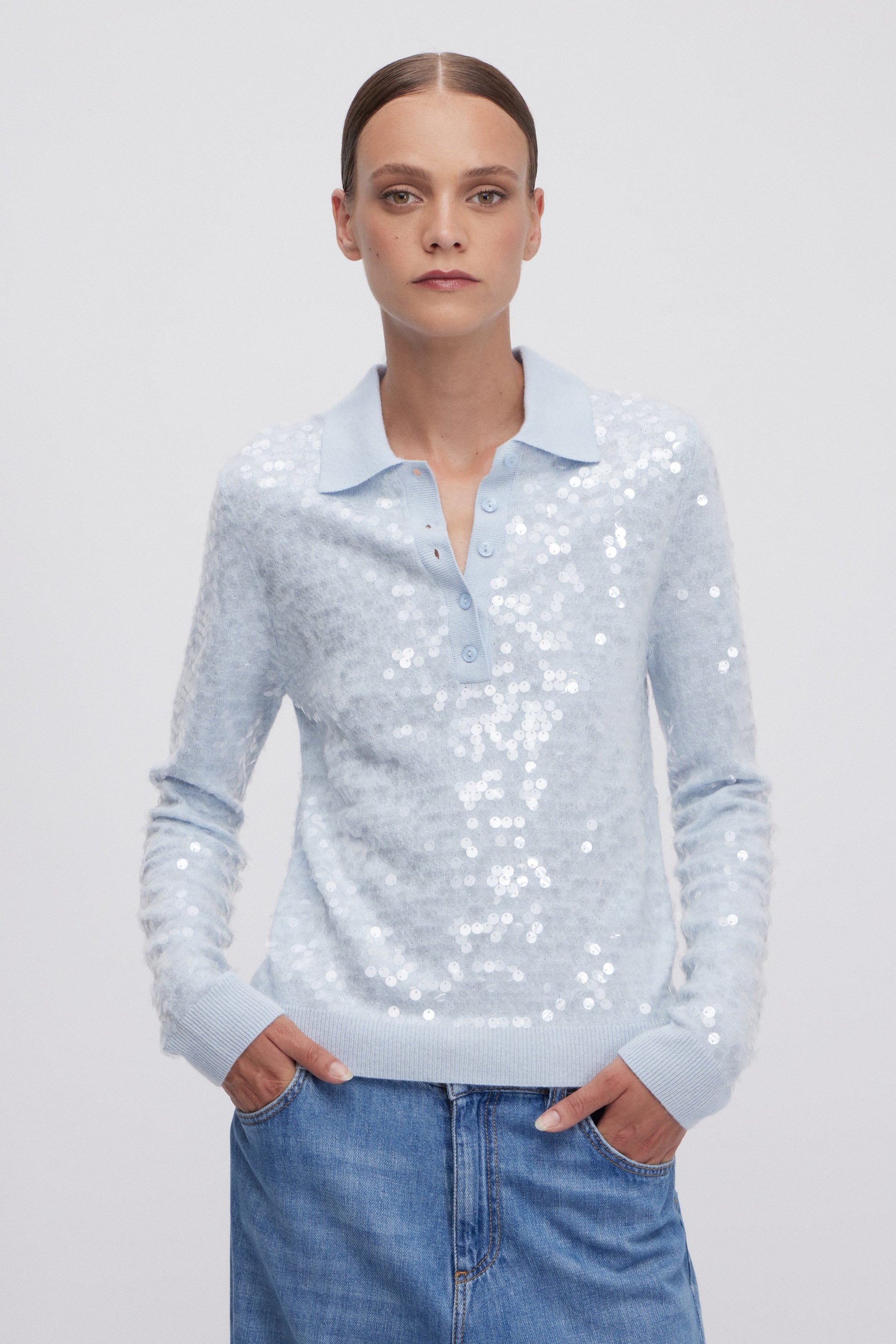 PULL À POLO AVEC PAILLETTES