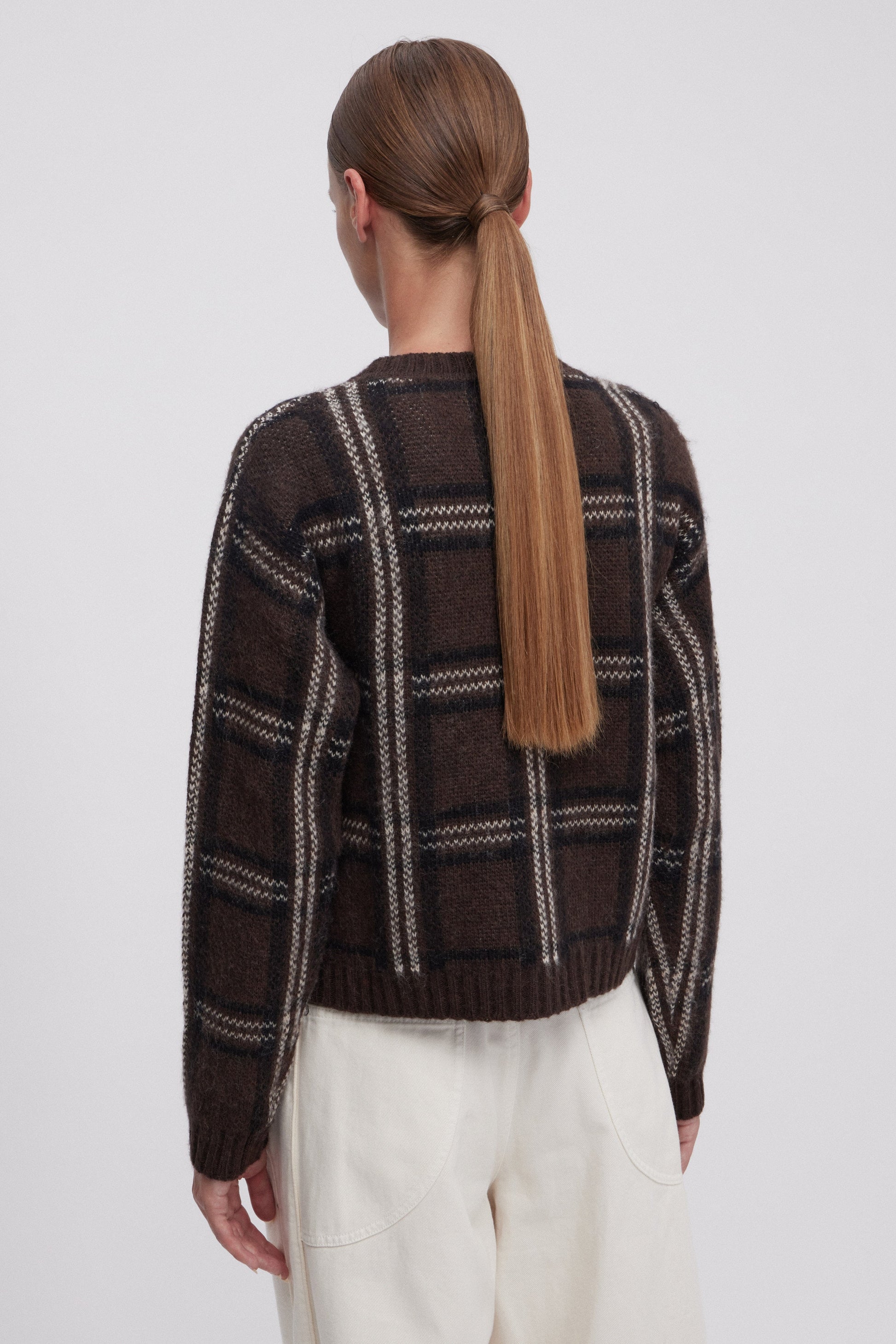 SCOTTISH JACQUARD SWEATER WITH JEWEL EMBOIDERY 