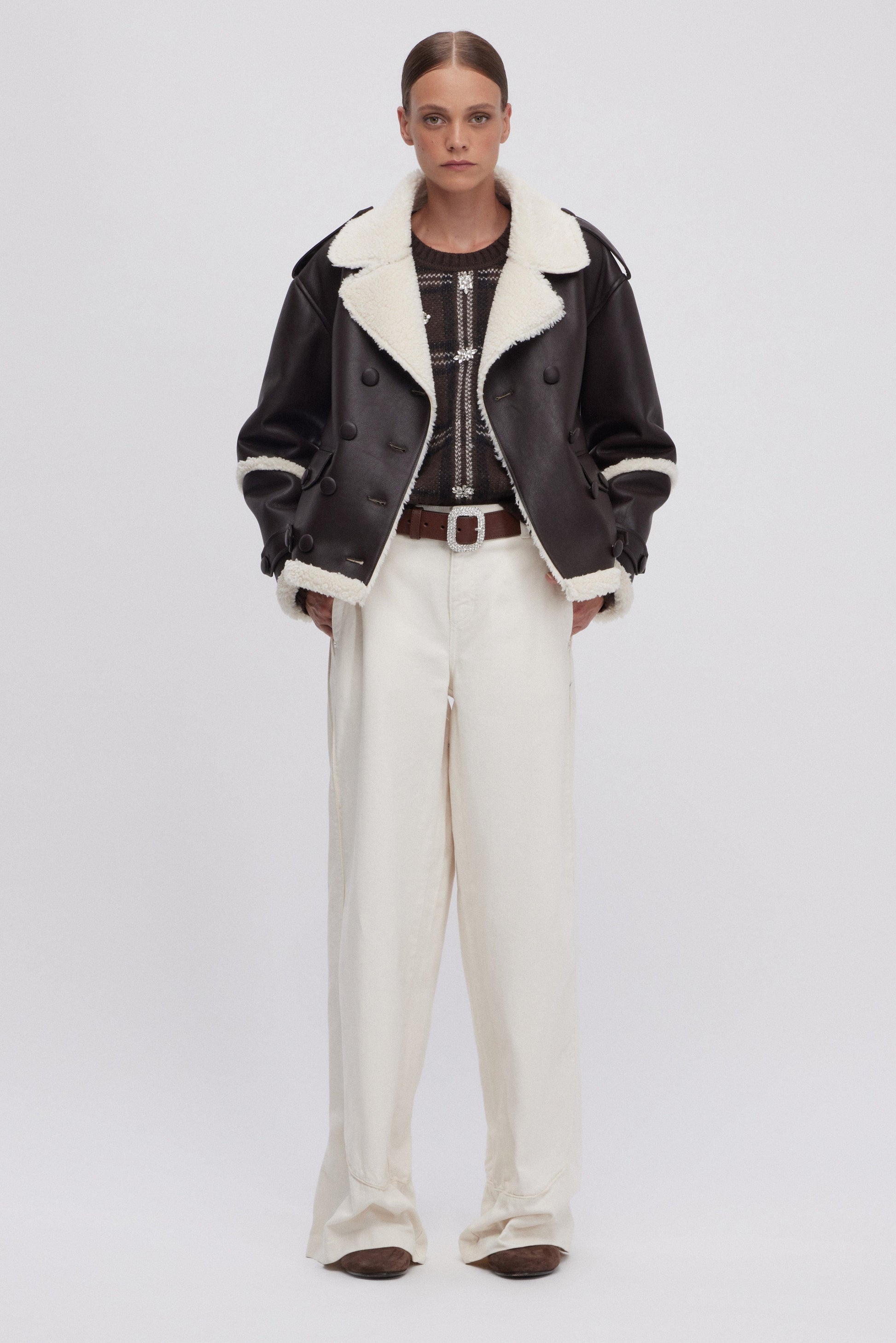 SCOTTISH JACQUARD SWEATER WITH JEWEL EMBOIDERY 