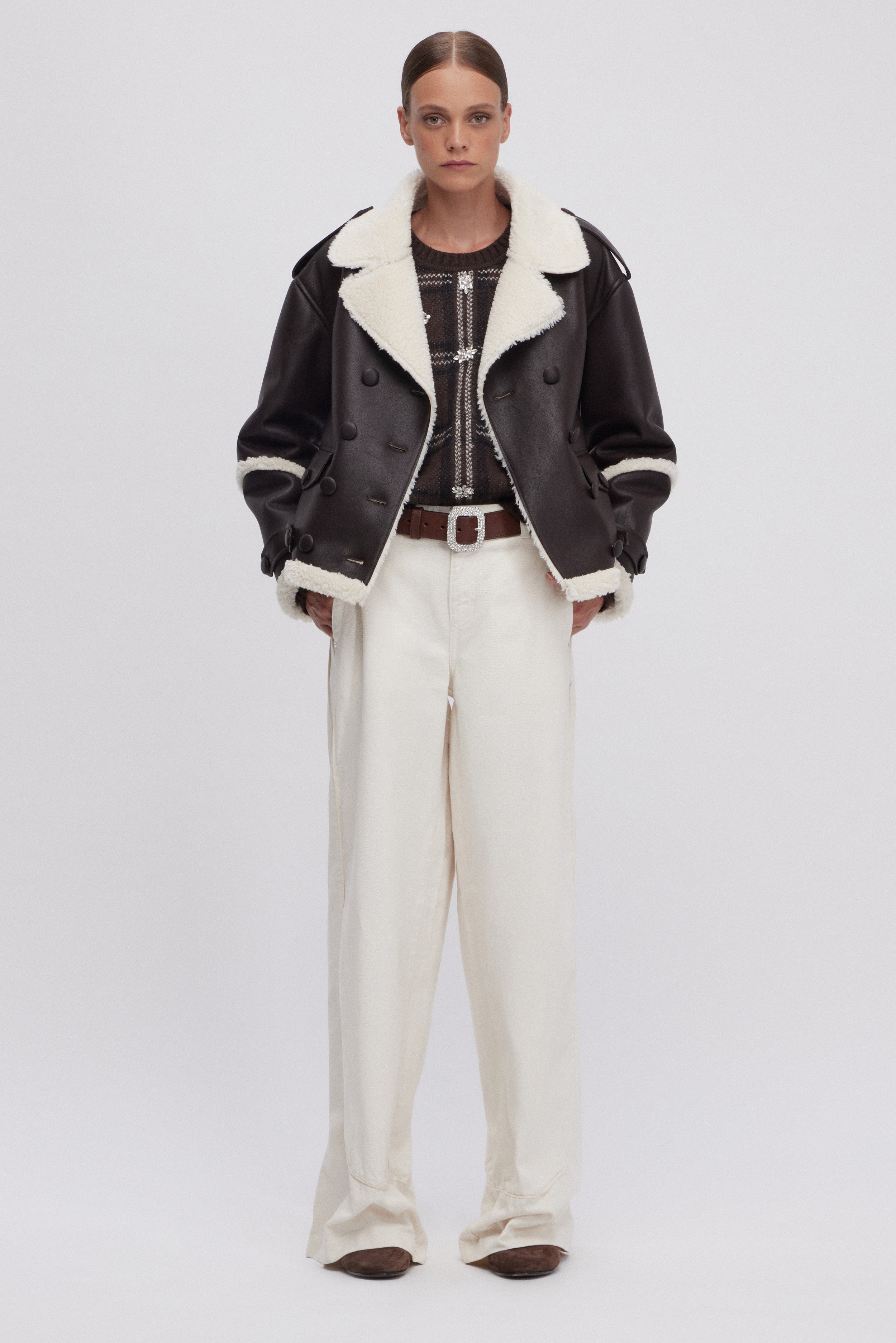 SCOTTISH JACQUARD SWEATER WITH JEWEL EMBOIDERY 