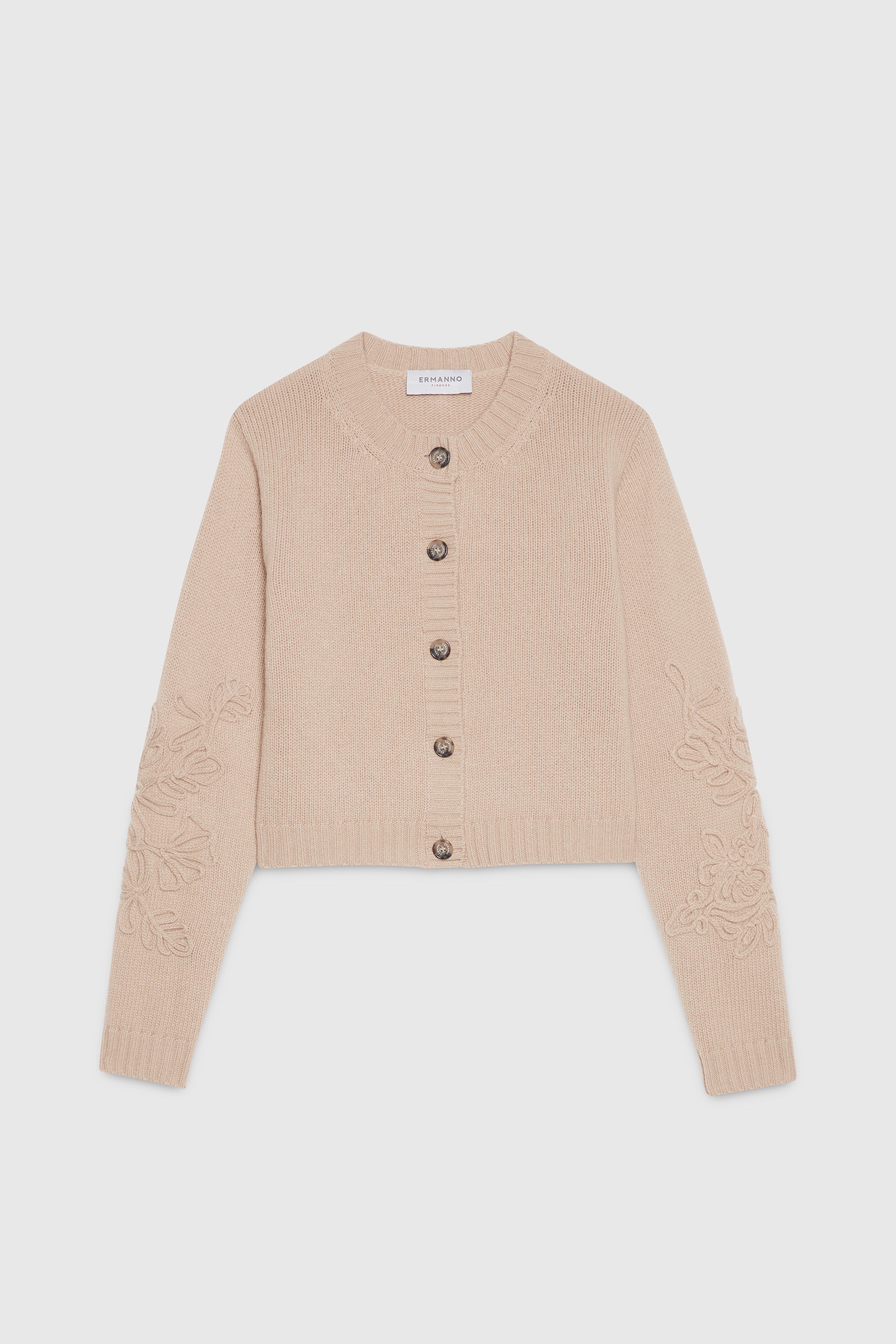 CARDIGAN EN LAINE AVEC MANCHES BRODÉES