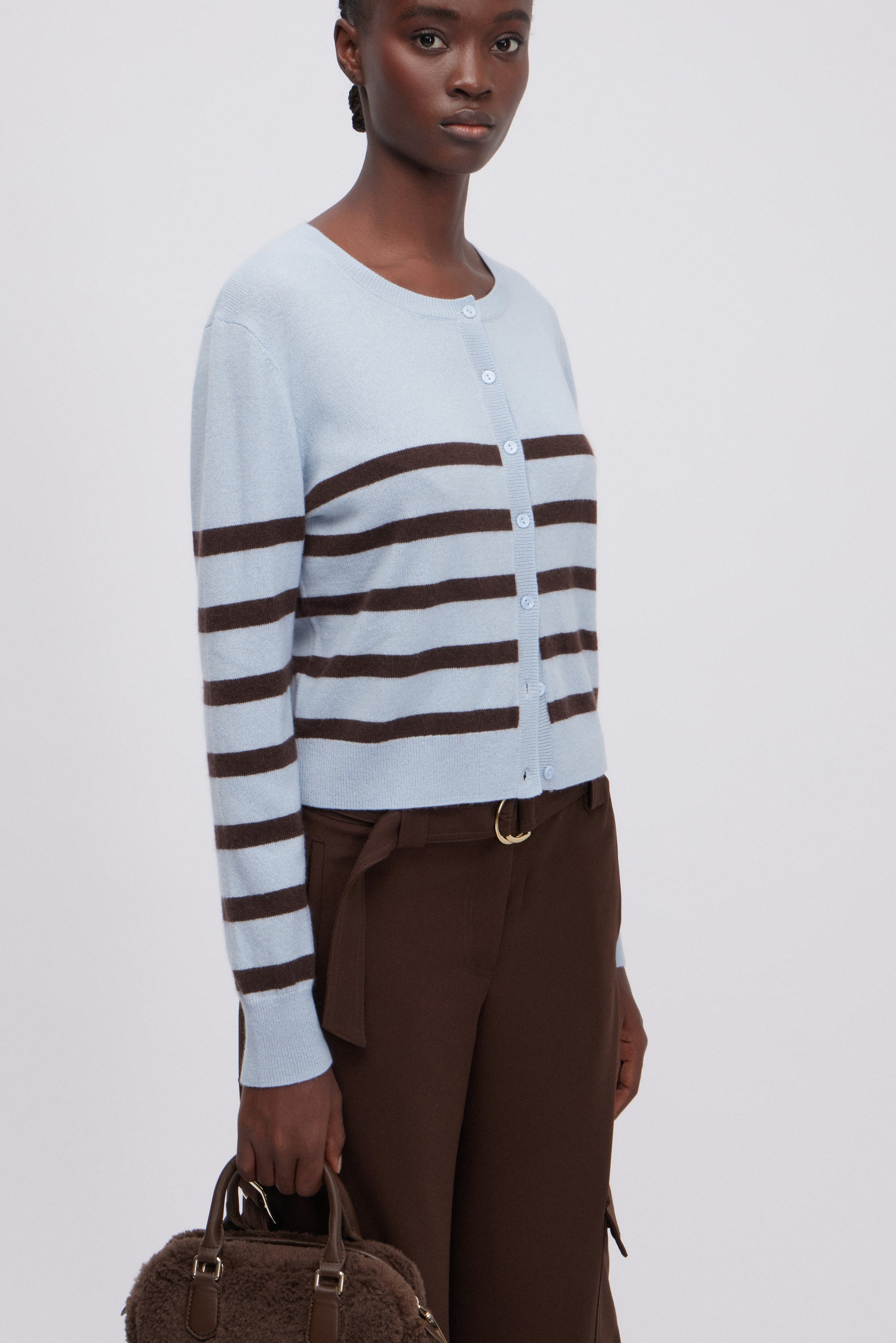 CARDIGAN EN LAINE ET CACHEMIRE À RAYURES