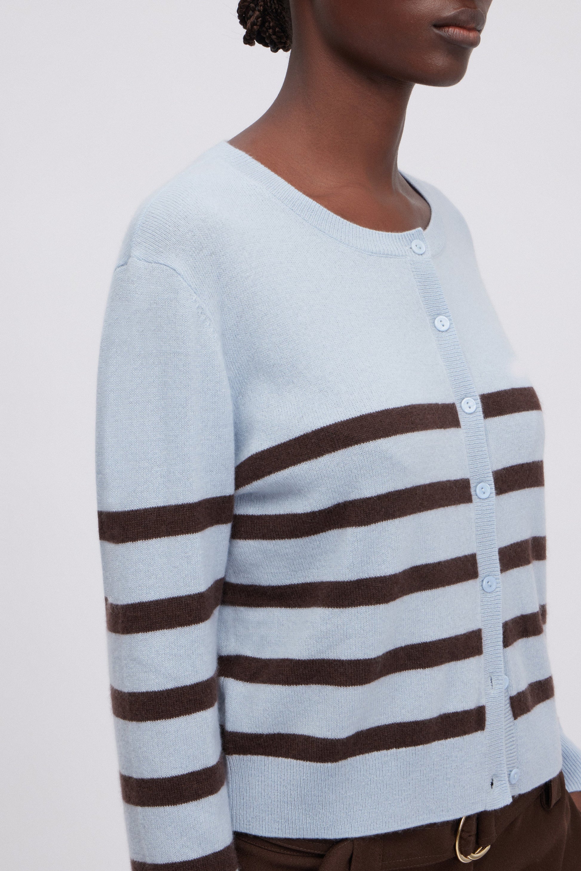 CARDIGAN EN LAINE ET CACHEMIRE À RAYURES