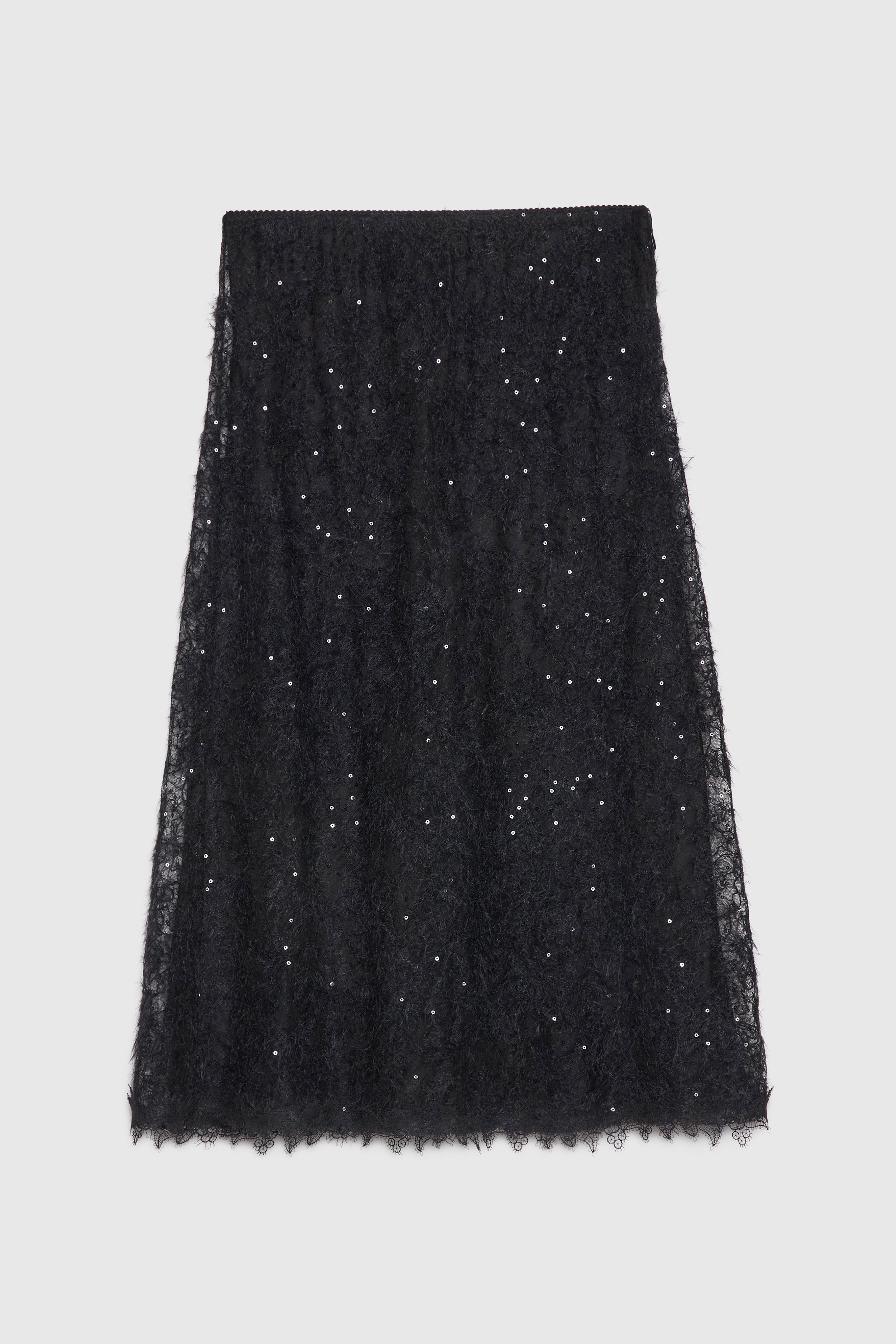 MIDI SKIRT WITH LACE AND SEQUINS 