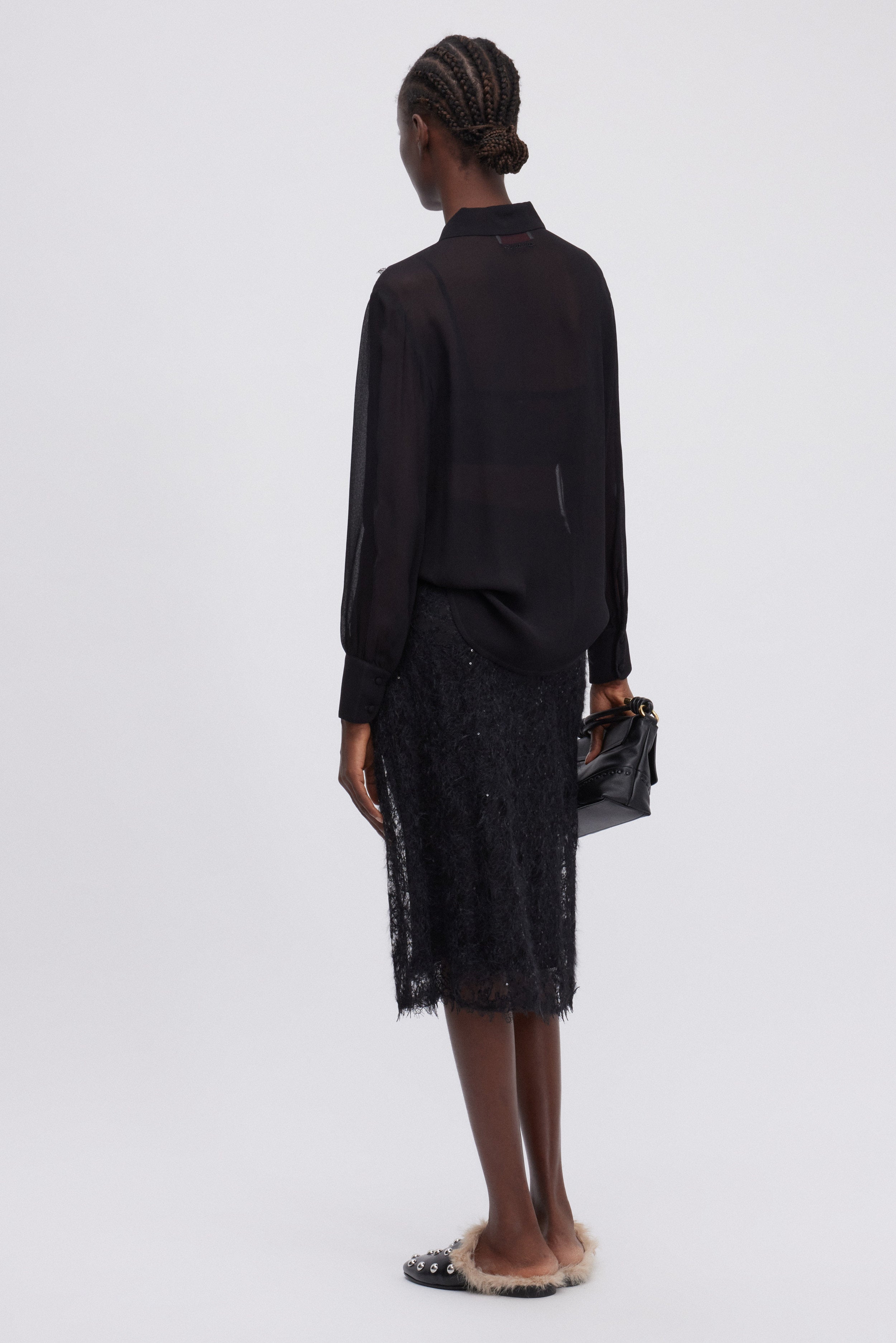 MIDI SKIRT WITH LACE AND SEQUINS 