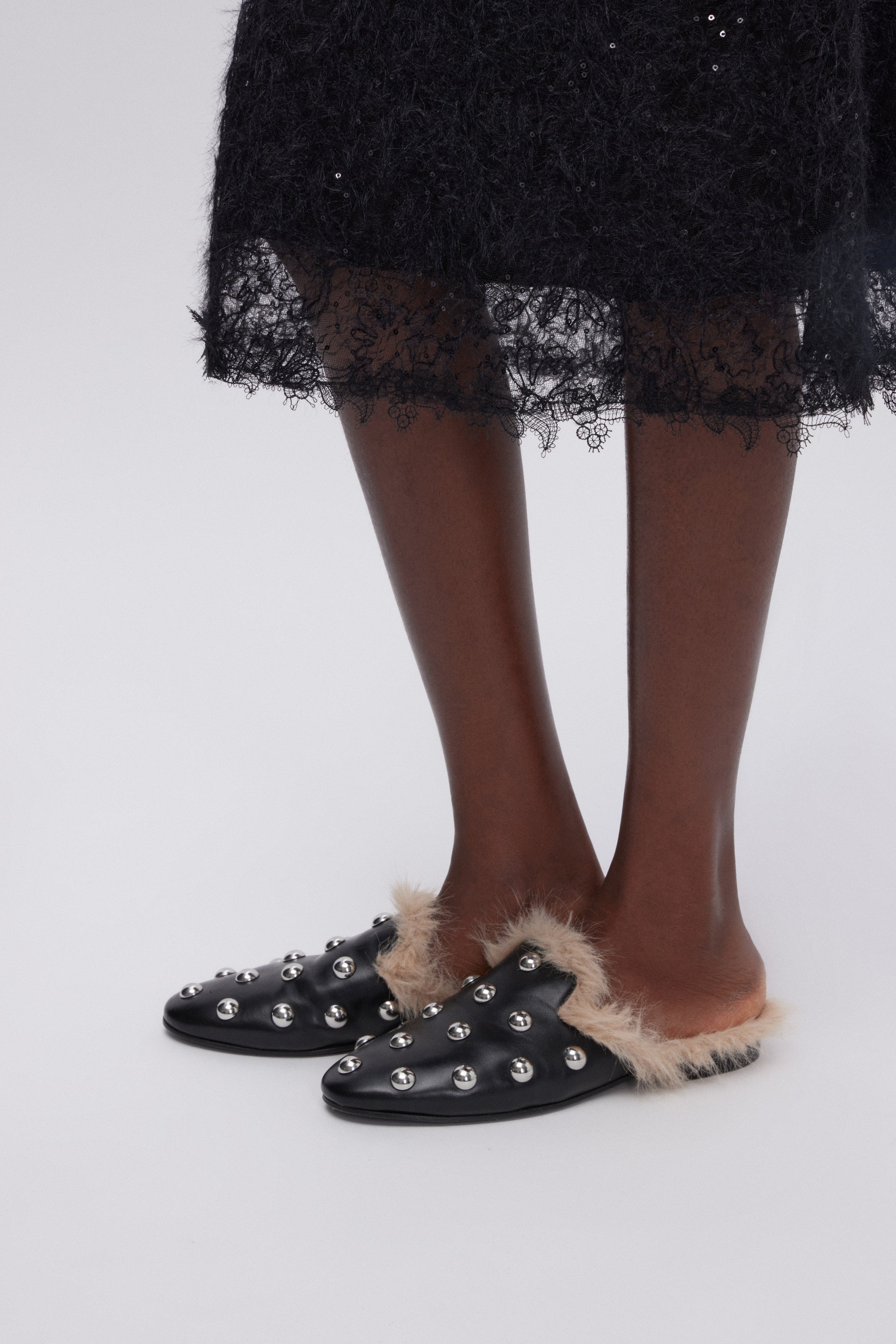 MIDI SKIRT WITH LACE AND SEQUINS 