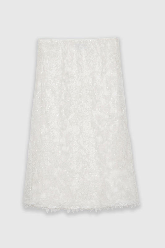 GONNA LONGUETTE DI PIZZO E PAILLETTES