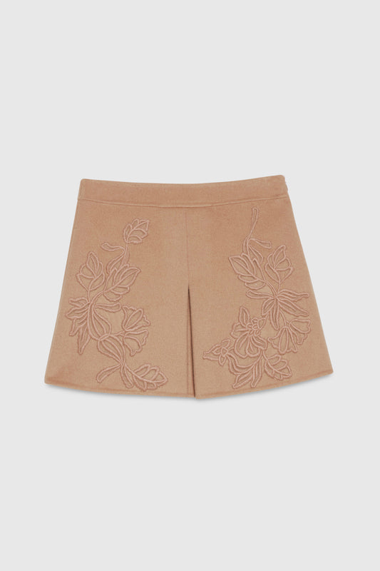 EMBROIDERED MINI SKIRT IN DOUBLE FABRIC 