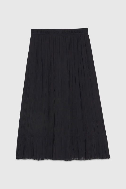 MIDI PLEATED SKIRT IN GEORGETTE WITH FLOUNCE