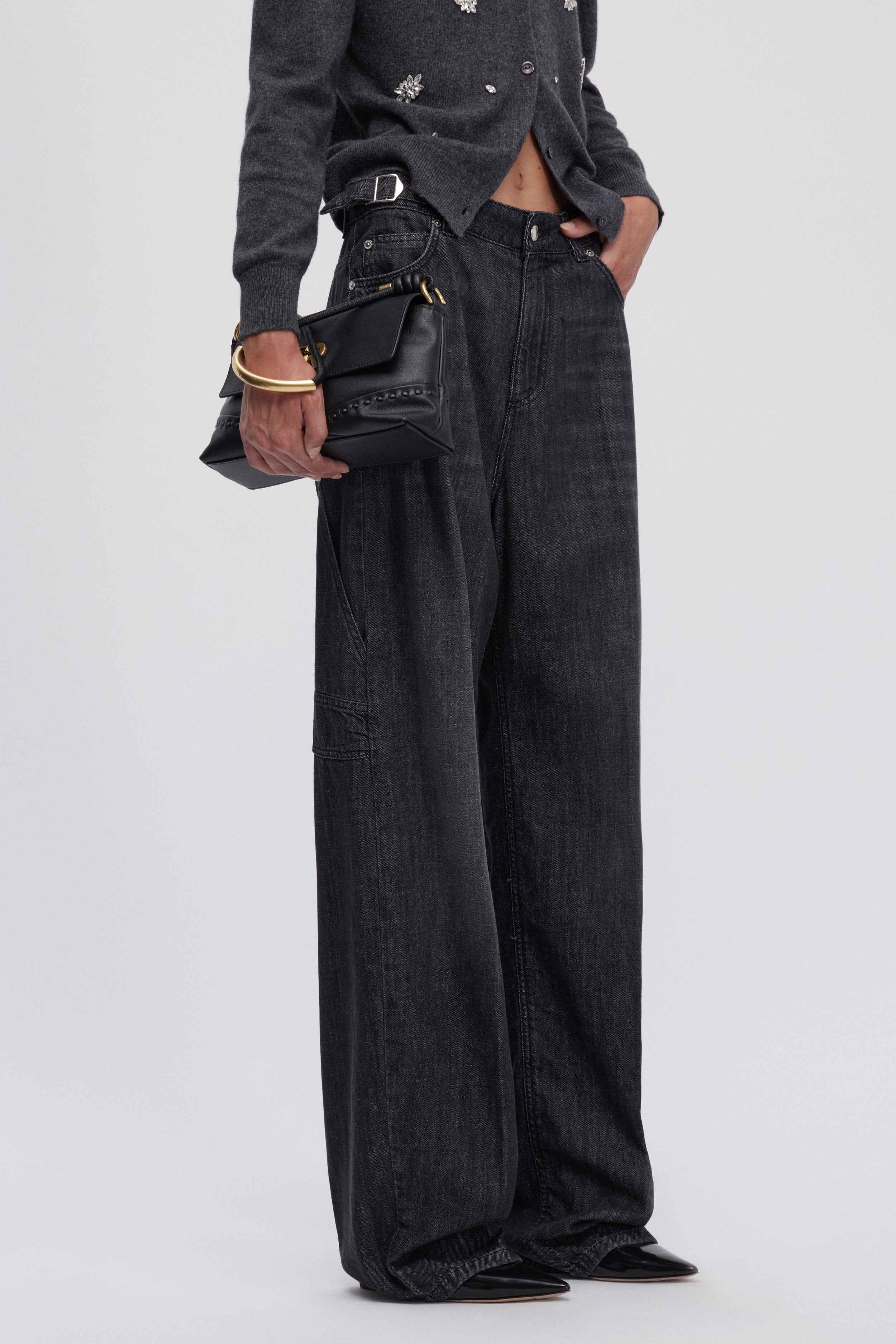 CARPENTER STONE WASHED BLACK JEANS