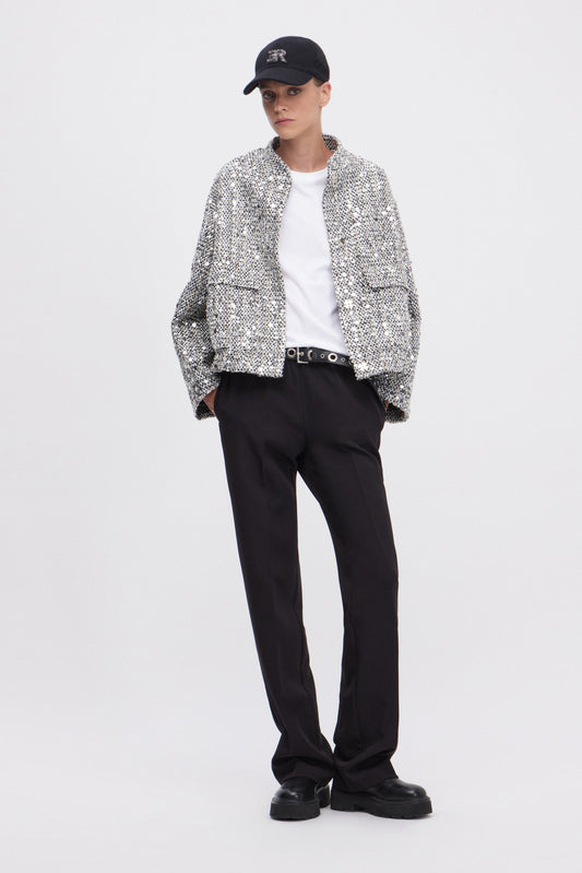 PANTALONI DRITTI IN CADÌ STRETCH CON ELASTICO LOGATO