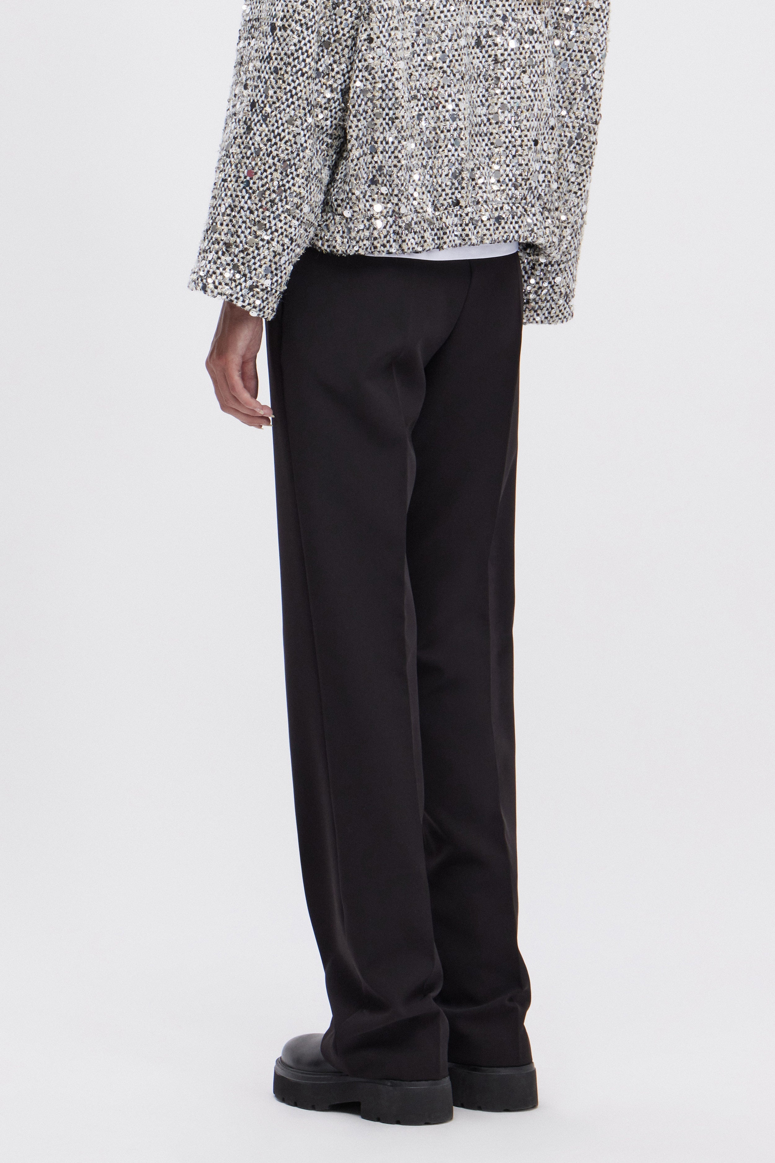 PANTALONI DRITTI IN CADÌ STRETCH CON ELASTICO LOGATO