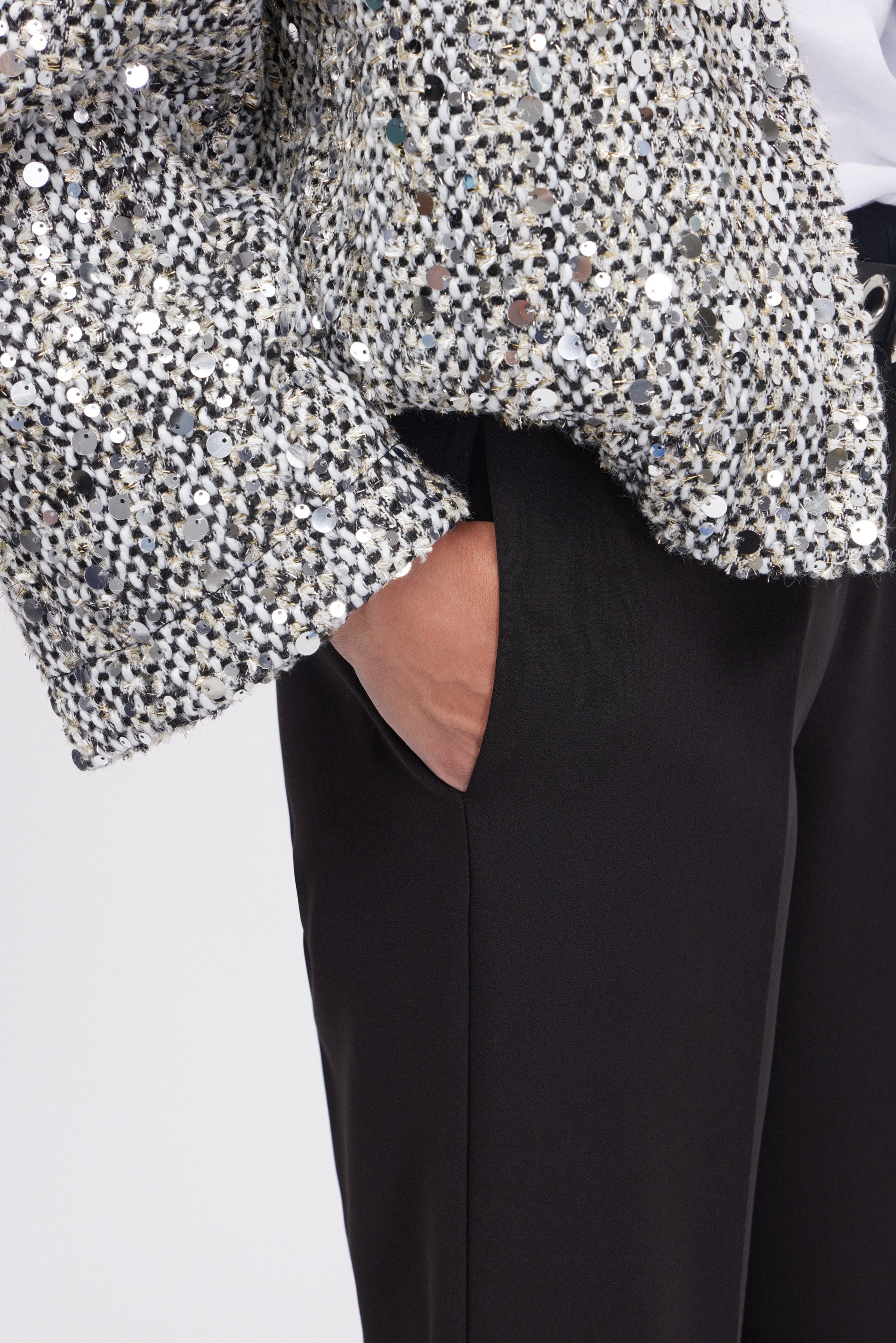 PANTALONI DRITTI IN CADÌ STRETCH CON ELASTICO LOGATO