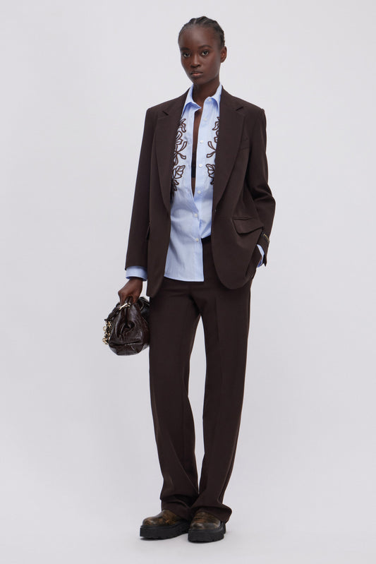 PANTALONI DRITTI IN CADÌ STRETCH CON ELASTICO LOGATO