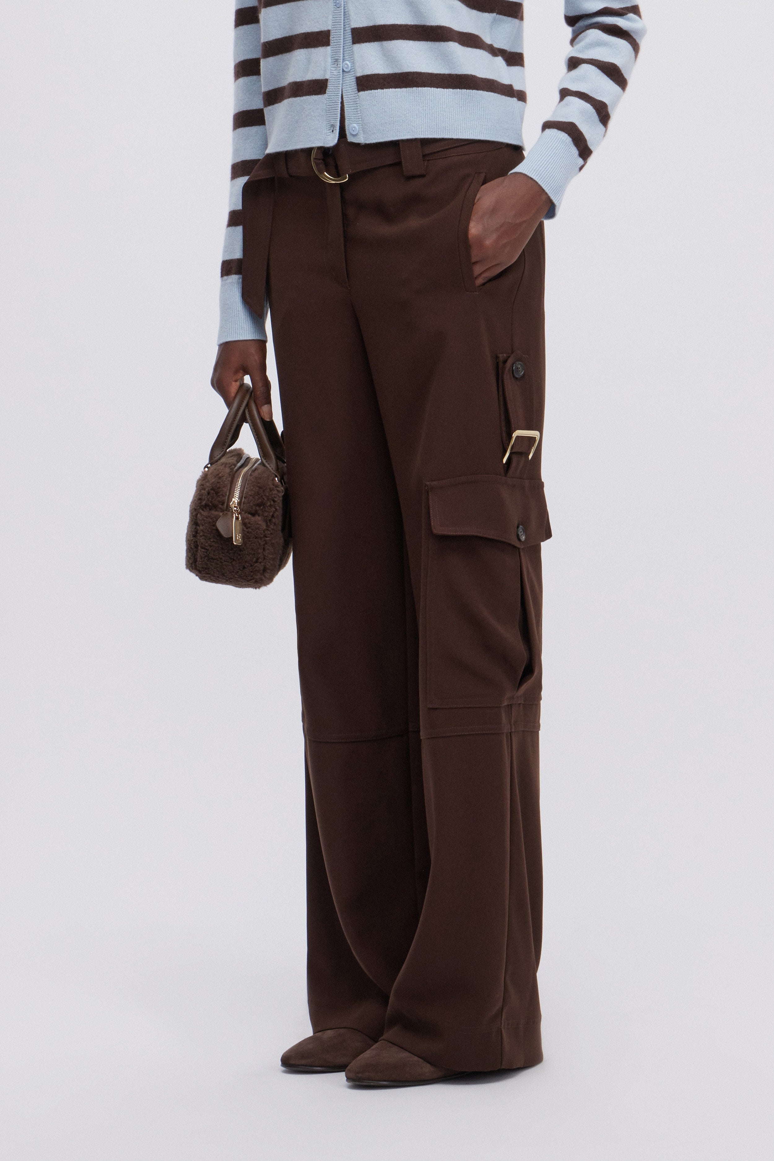 PANTALONI CARGO FLUIDI CON CINTURA