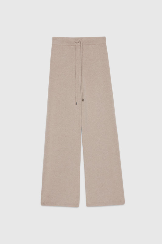 CASHMERE AND WOOL BLEND PANTS WITH ADJUSTABLE ELASTIC BAND
