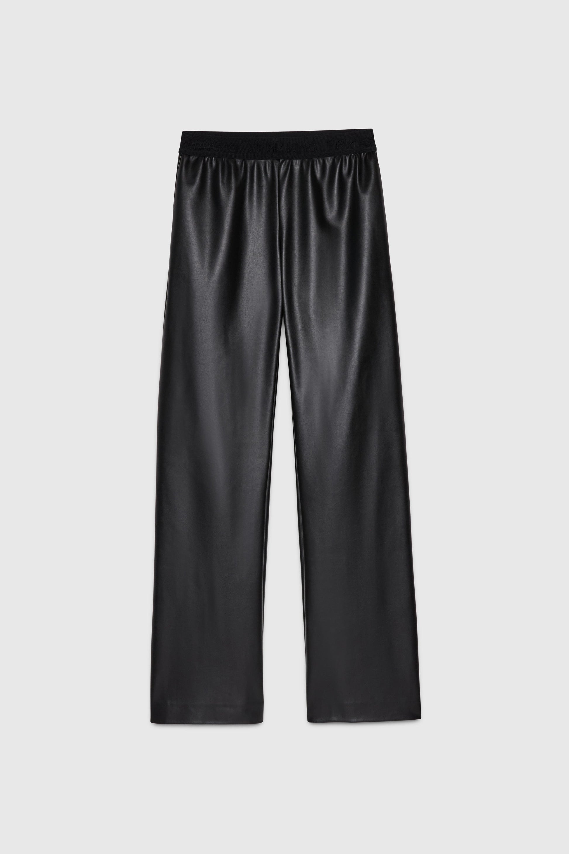 ECO LEATHER PANTS WITH LOGO ELASTIC LOGO BAND