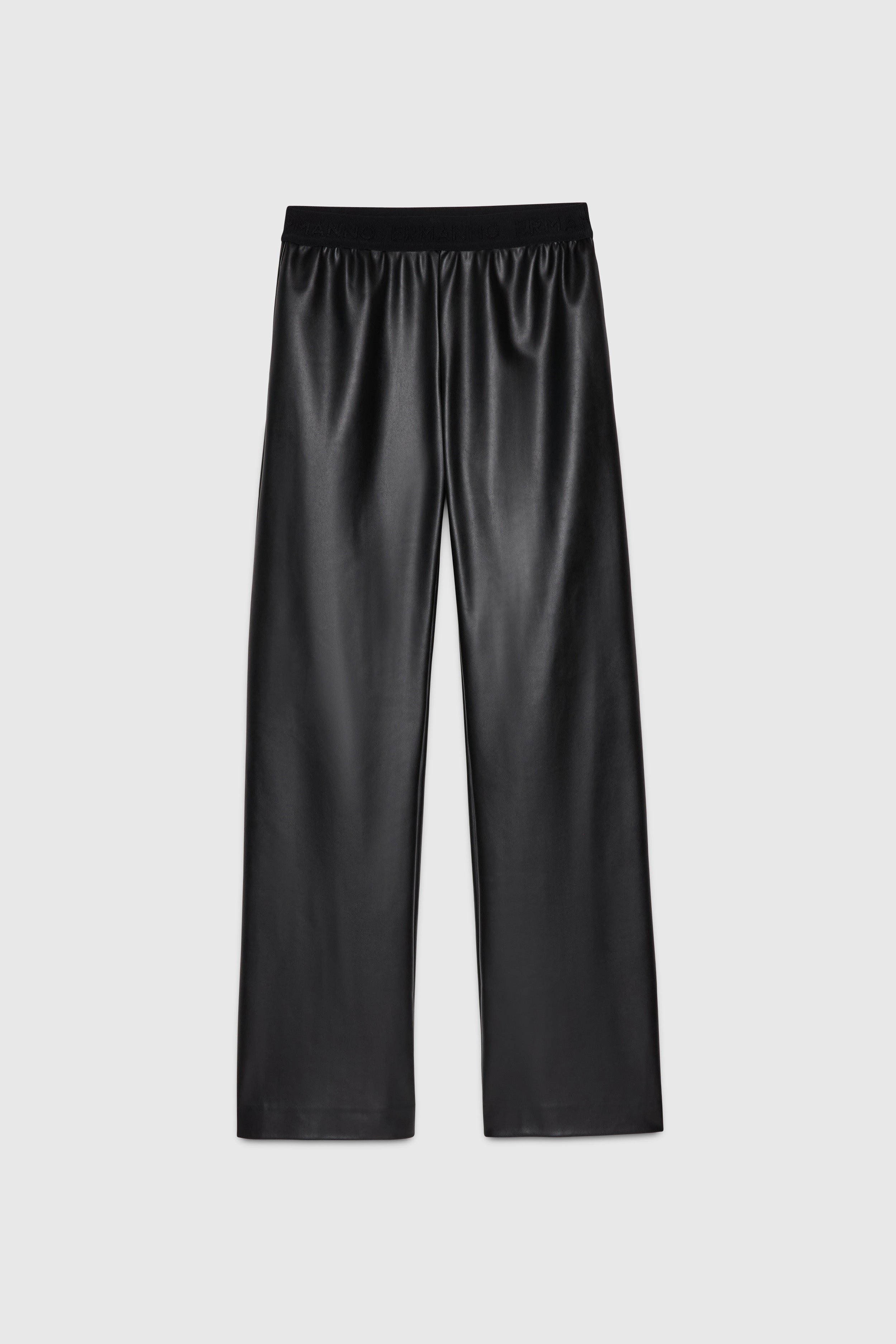 ECO LEATHER PANTS WITH LOGO ELASTIC LOGO BAND