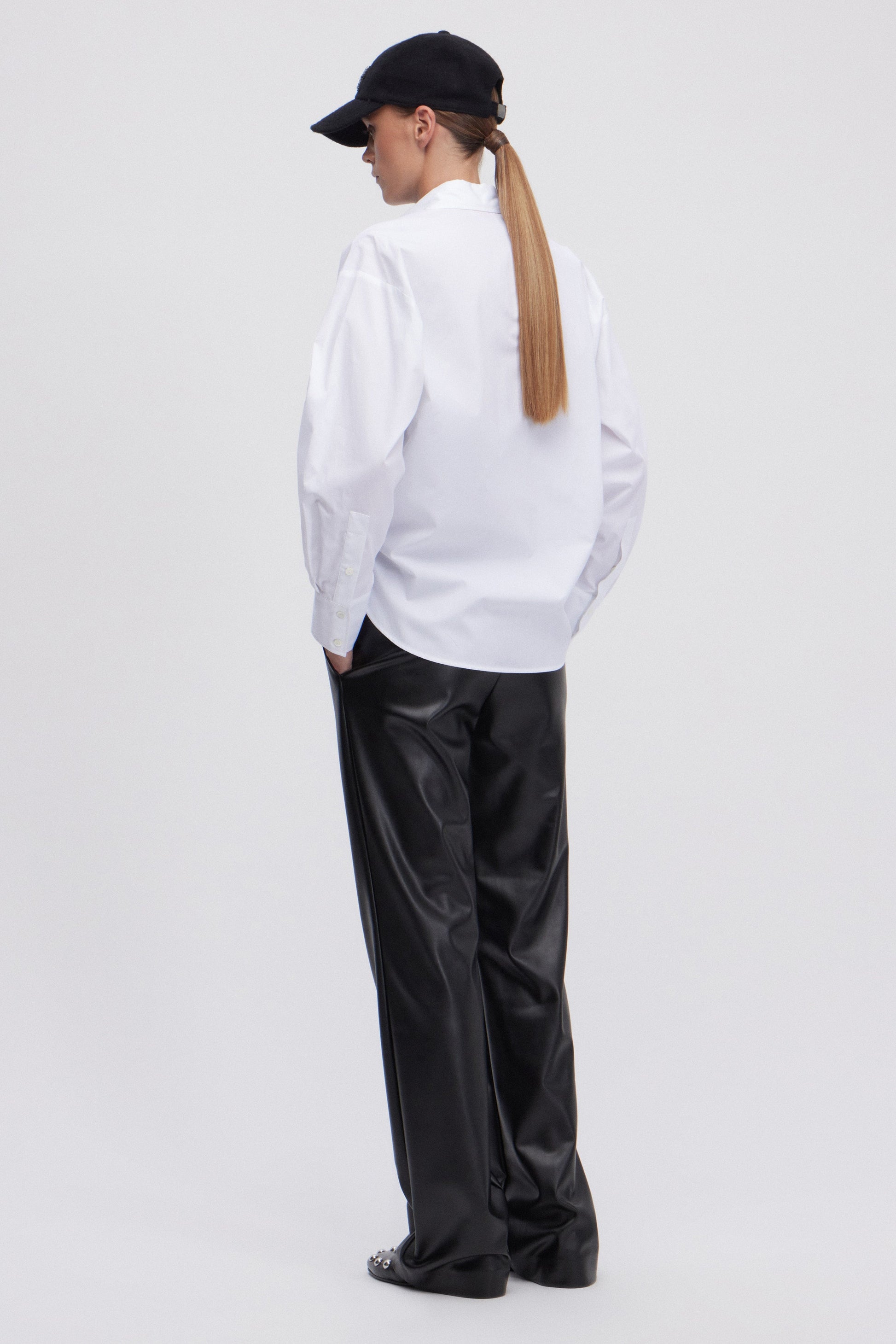 ECO LEATHER PANTS WITH LOGO ELASTIC LOGO BAND