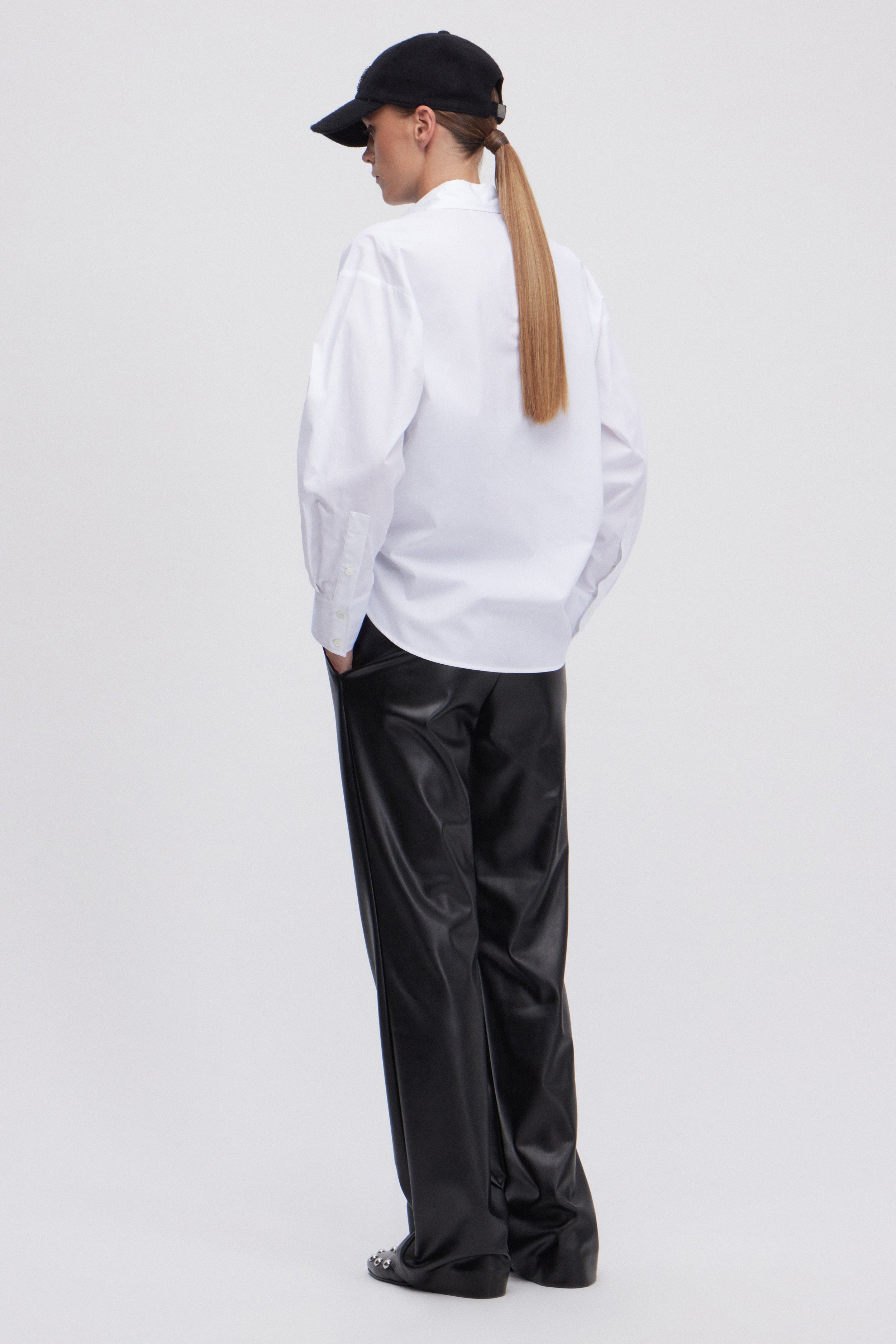 ECO LEATHER PANTS WITH LOGO ELASTIC LOGO BAND