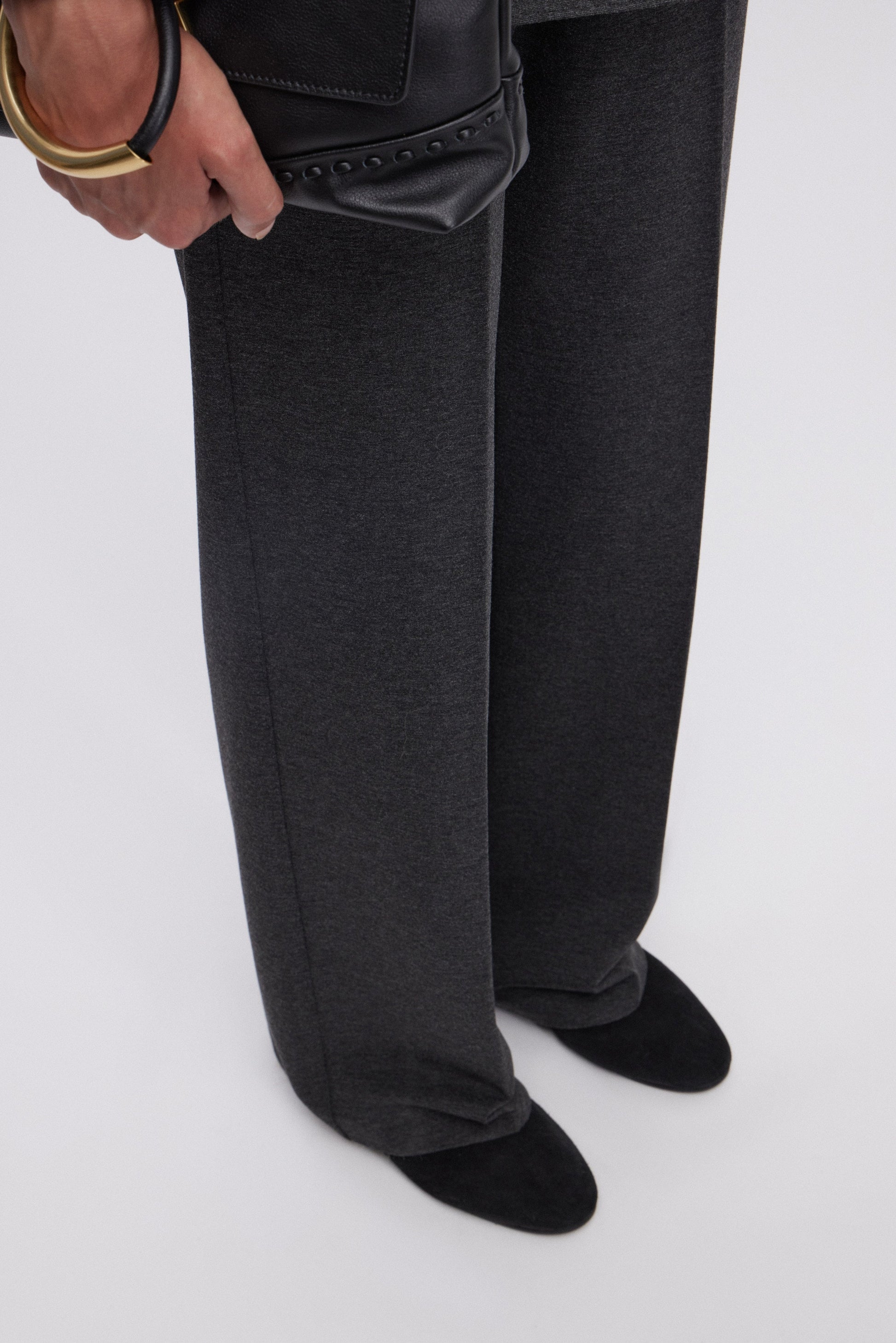 PANTALONI IN JERSEY GRIGIO MELANGE