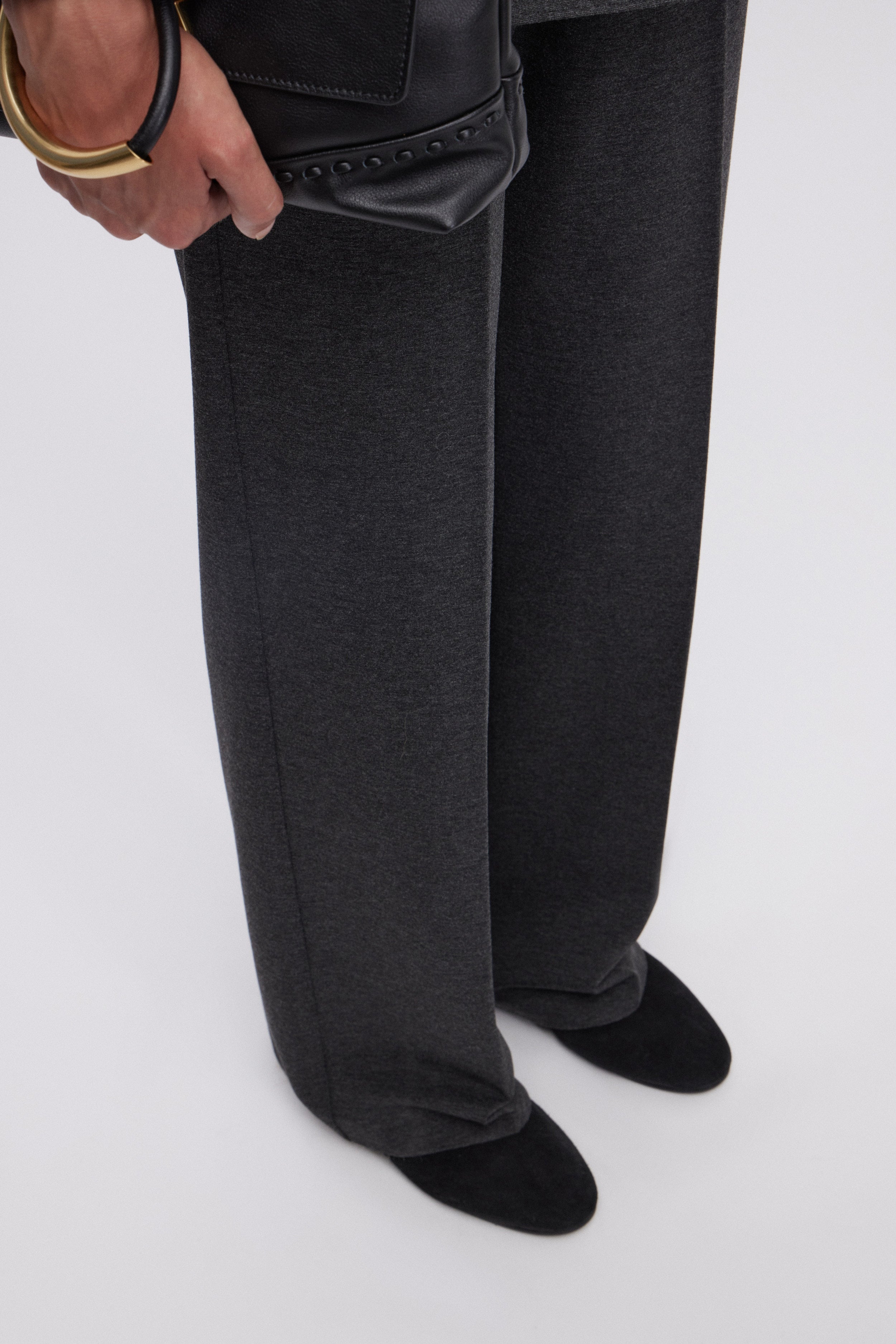 PANTALONI IN JERSEY GRIGIO MELANGE