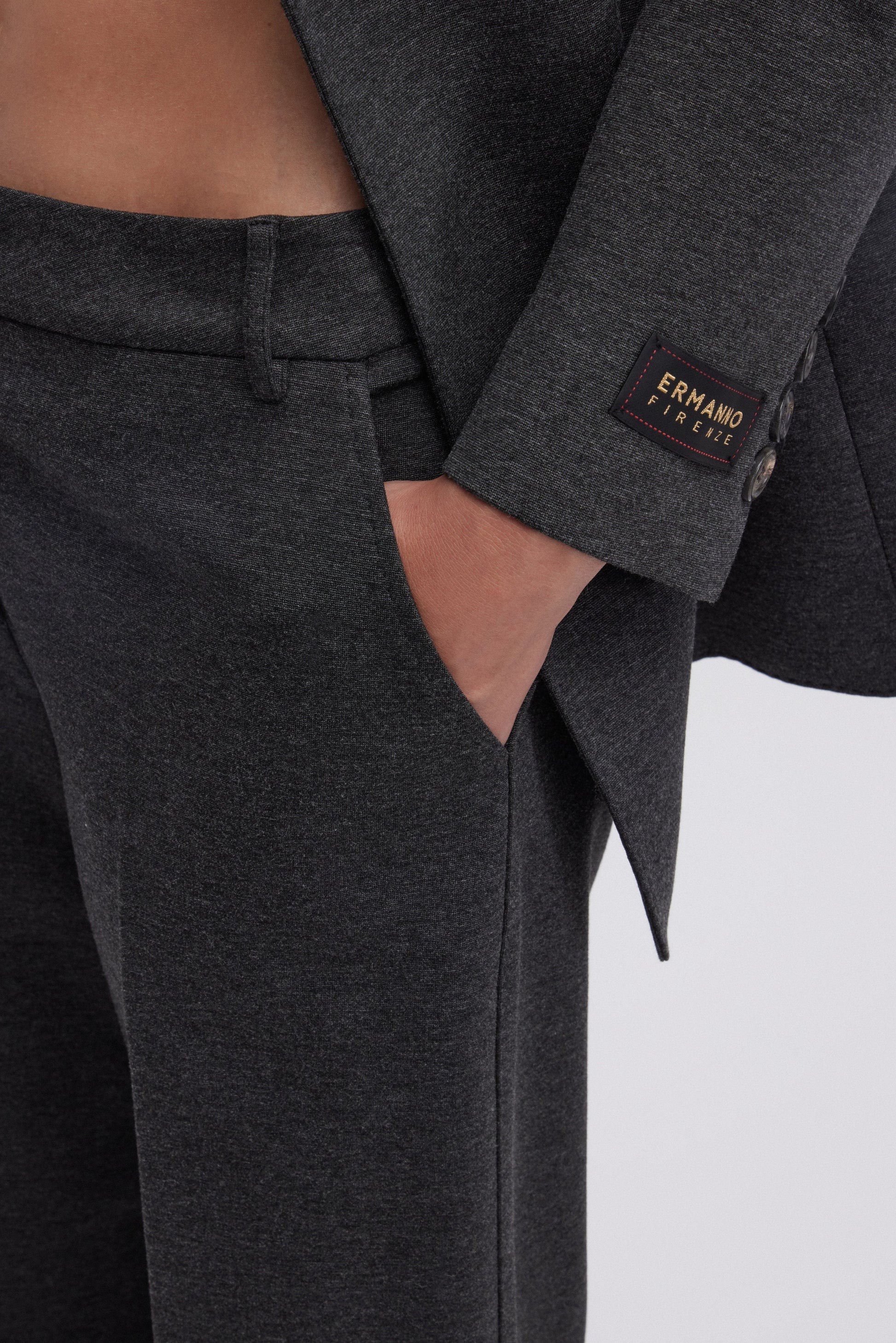 PANTALONI IN JERSEY GRIGIO MELANGE