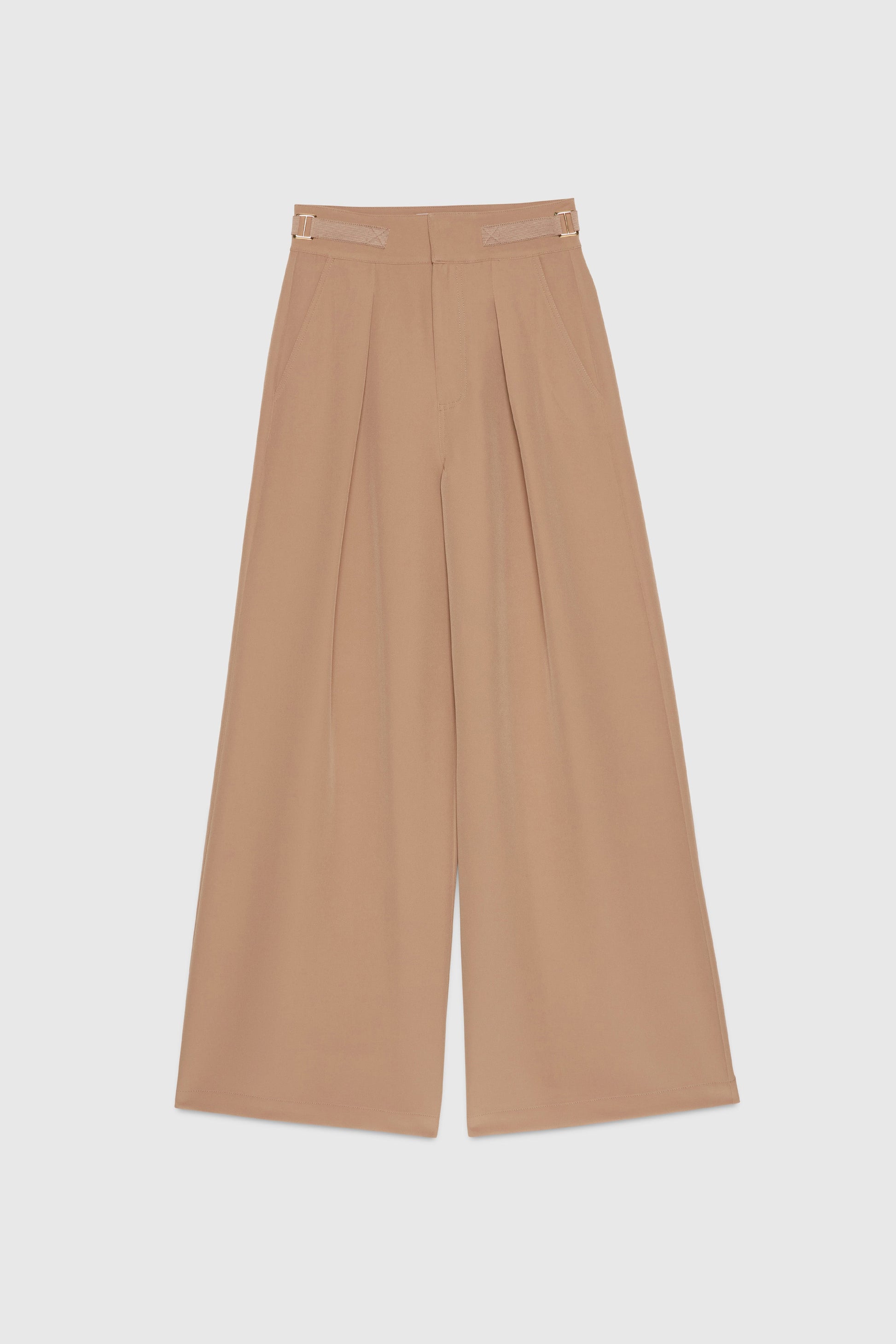 PANTALON LARGE EN CADY AVEC BOUCLES