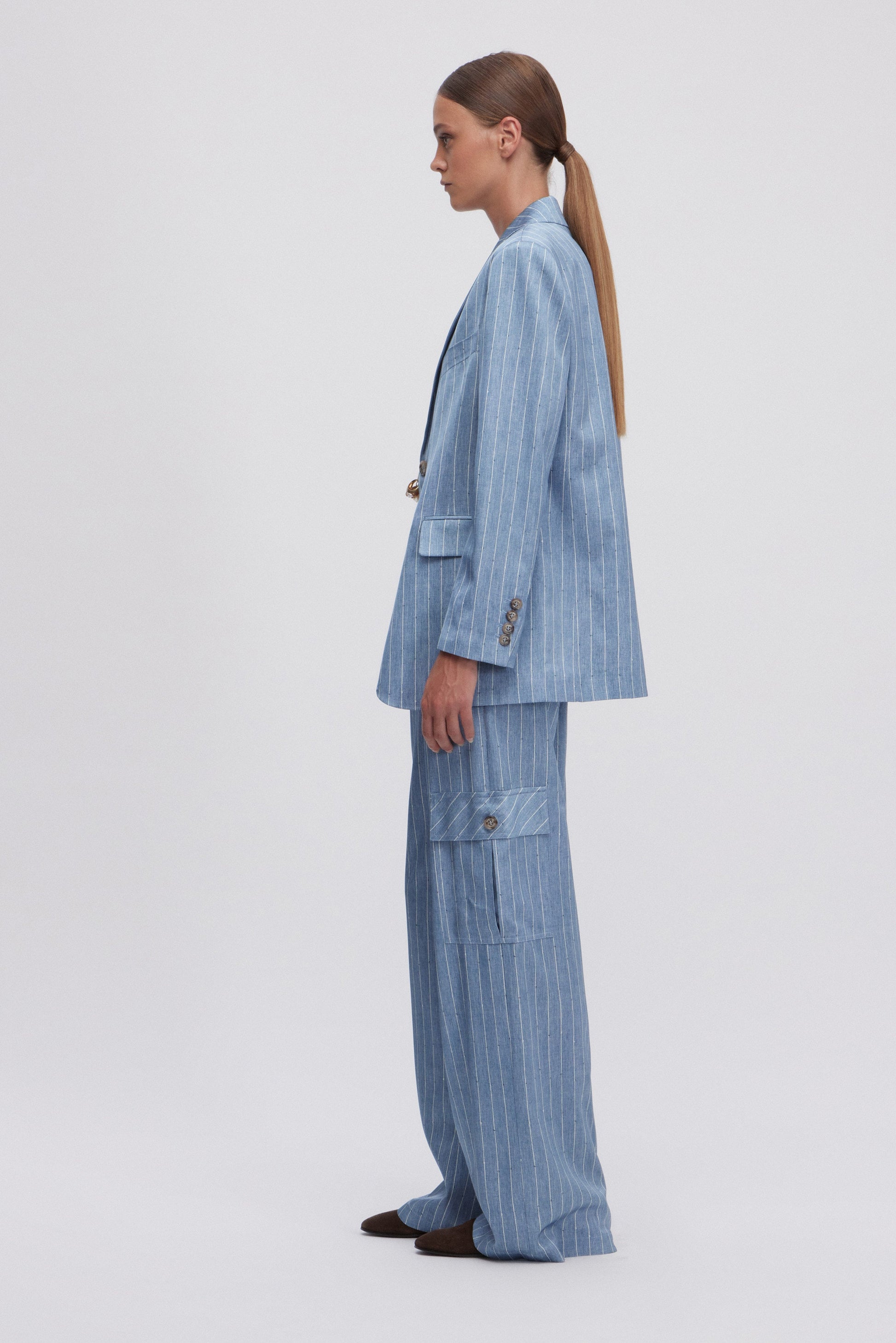 PANTALONI CARGO IN RASO GESSATO