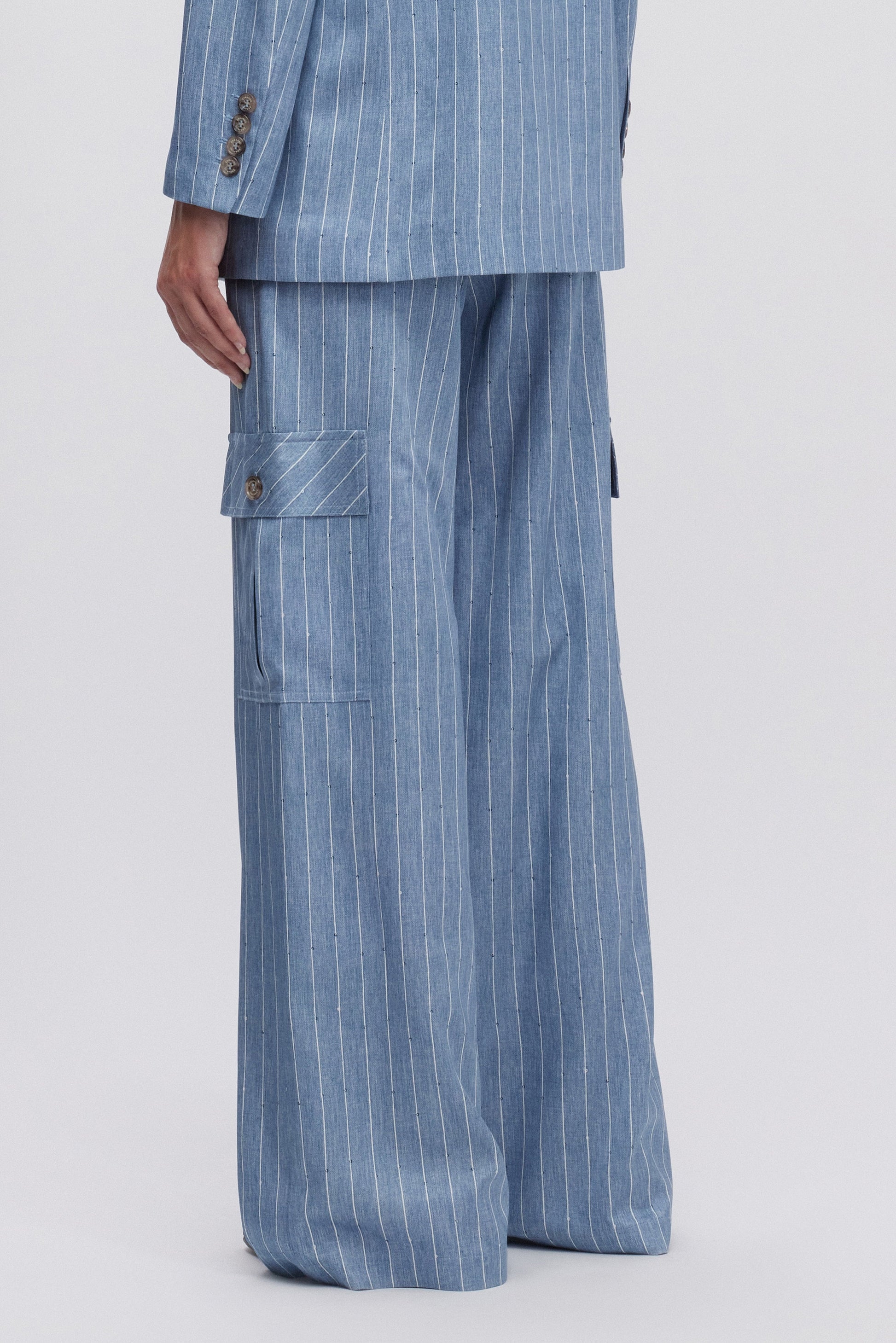 PANTALONI CARGO IN RASO GESSATO