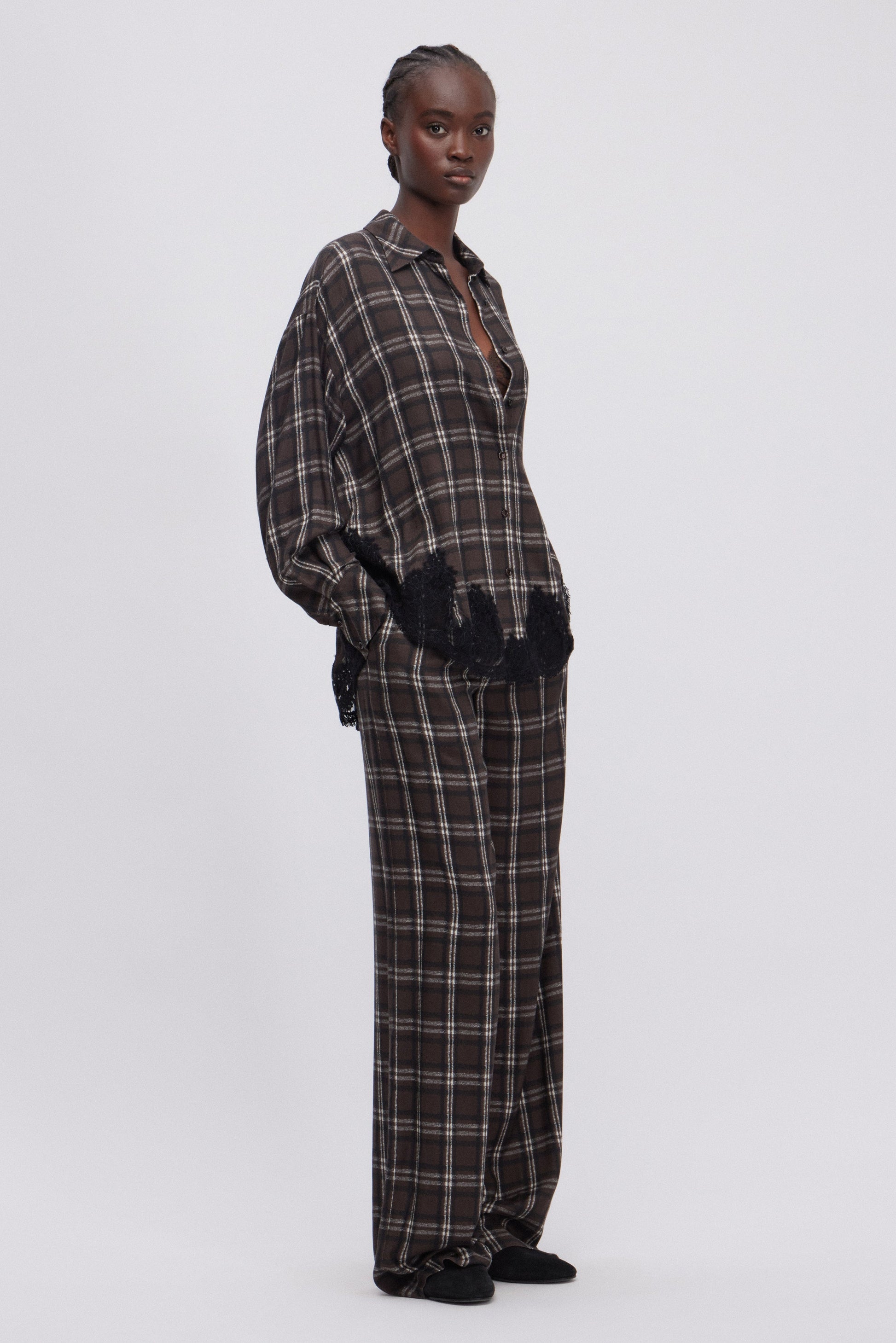 CHECKED FLANNEL PANTS LOOSE FIT