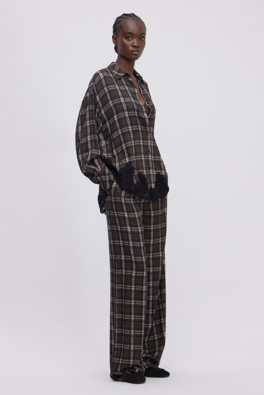 PANTALONI AMPI IN FLANELLA CHECK