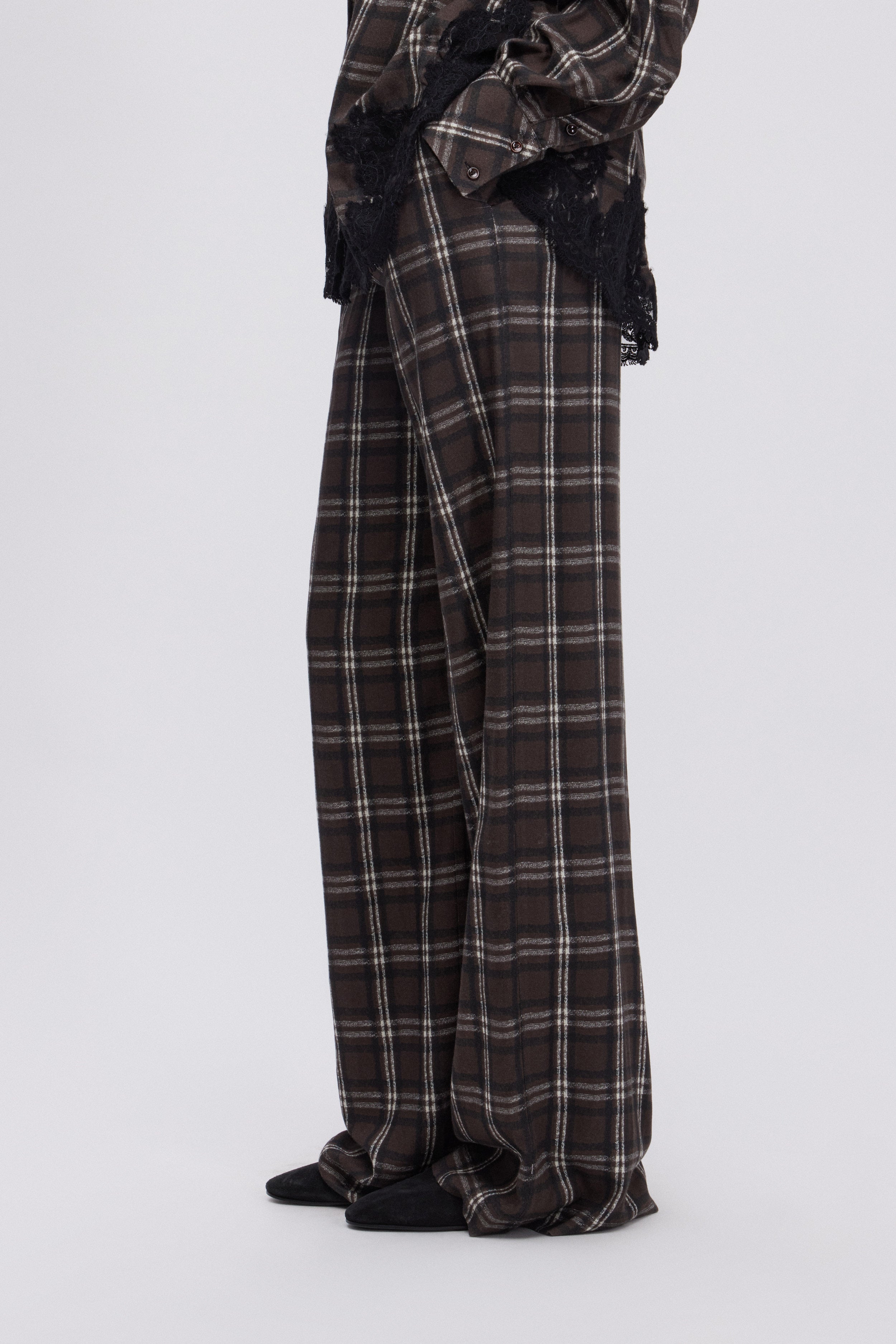 Image of PANTALON LARGE À CARREAUX EN FLANELLE