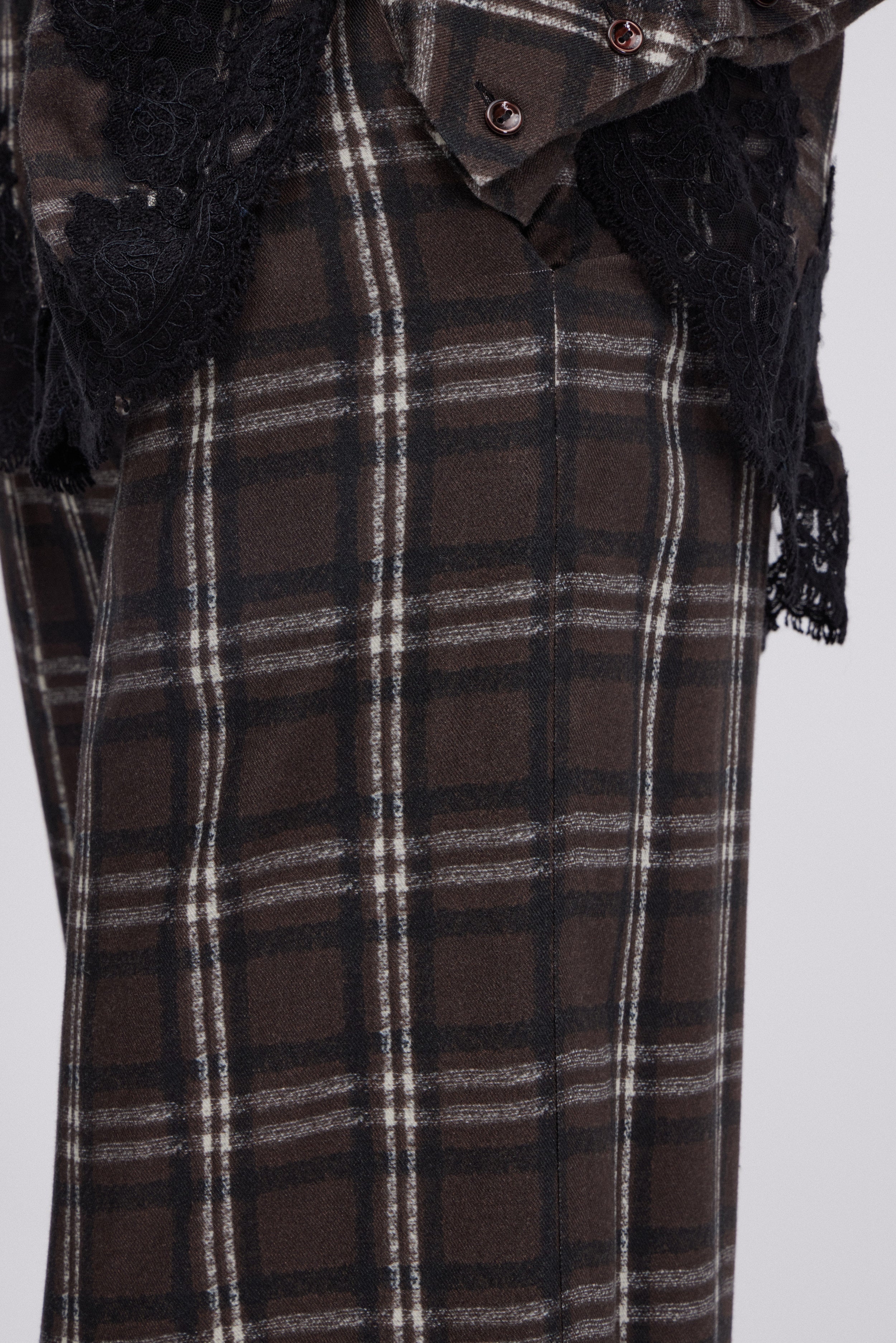 Image of PANTALON LARGE À CARREAUX EN FLANELLE