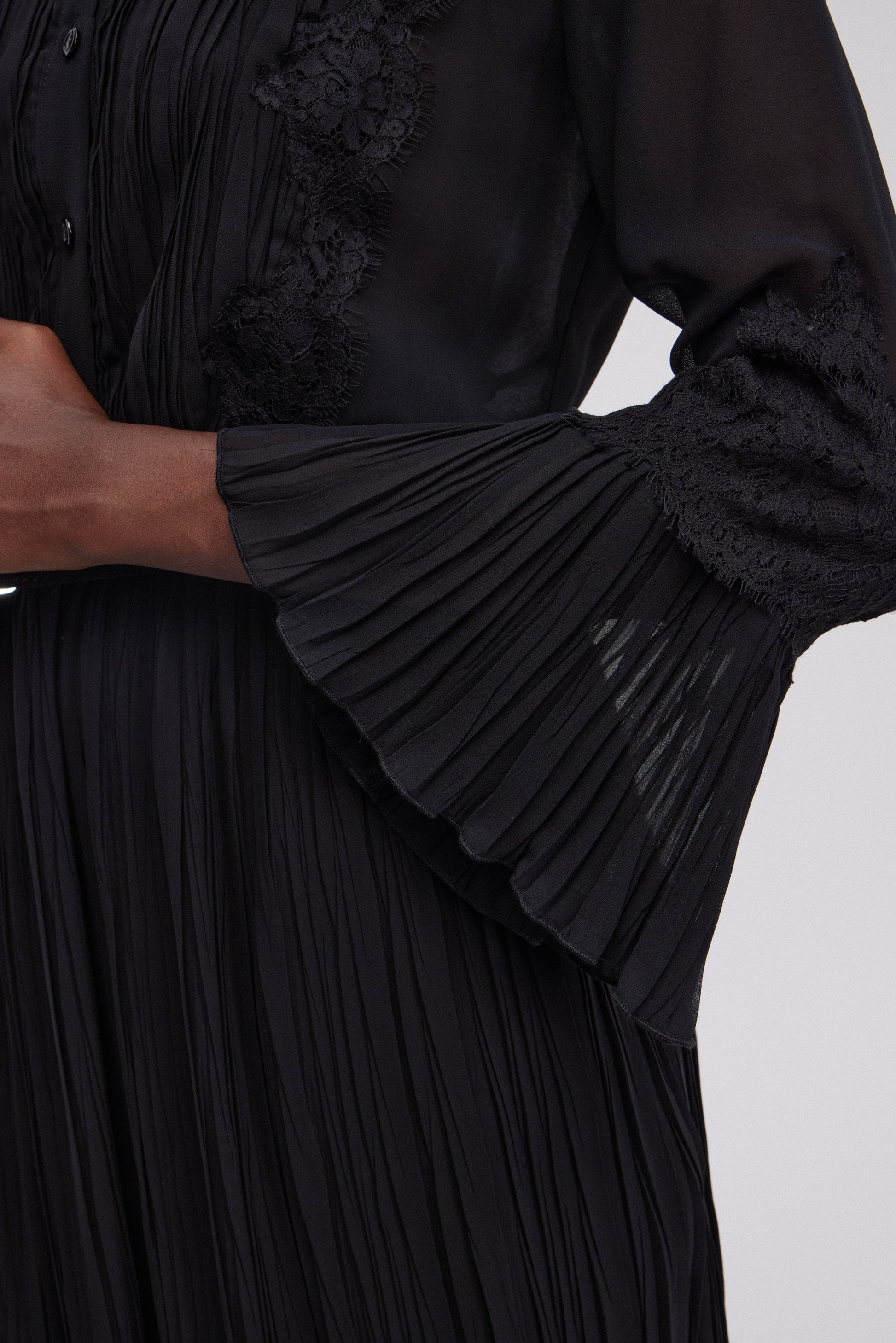 ABITO CHEMISIER DI GEORGETTE PLISSE' CON CINTURA