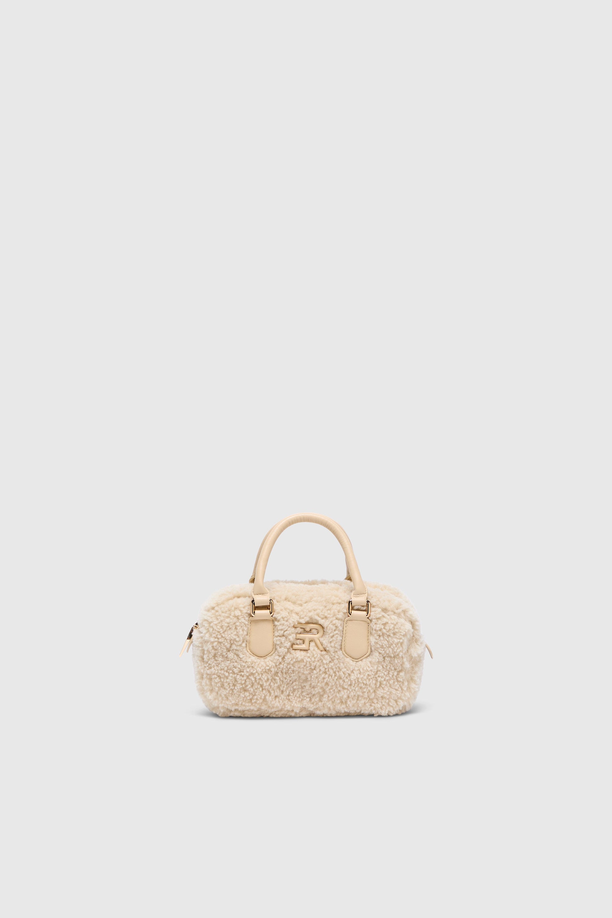 FAUX FUR MINI BOWLING BAG WITH LOGO