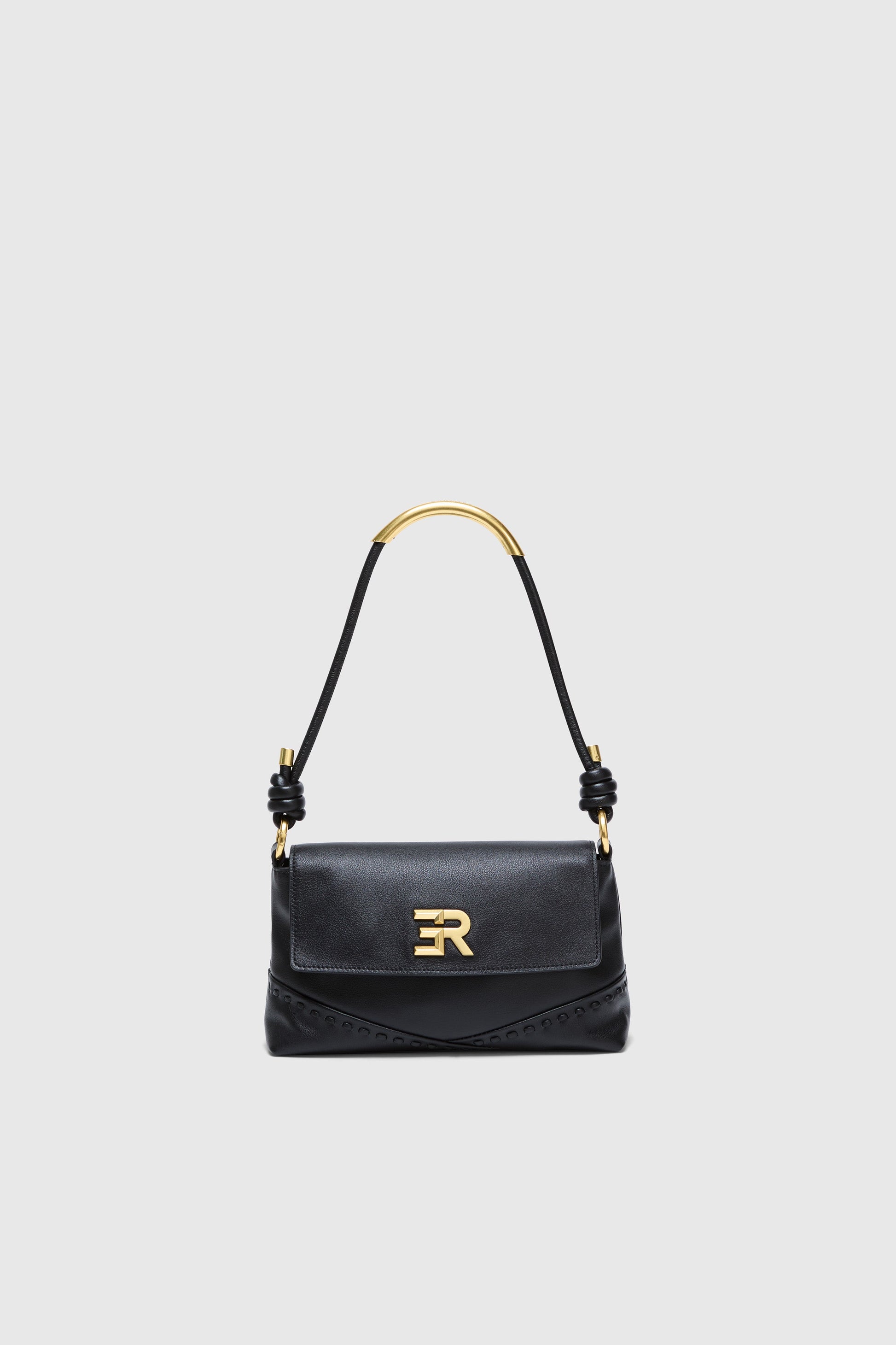 BORSA CON PATTINA IN VERA PELLE CON LOGO ORO