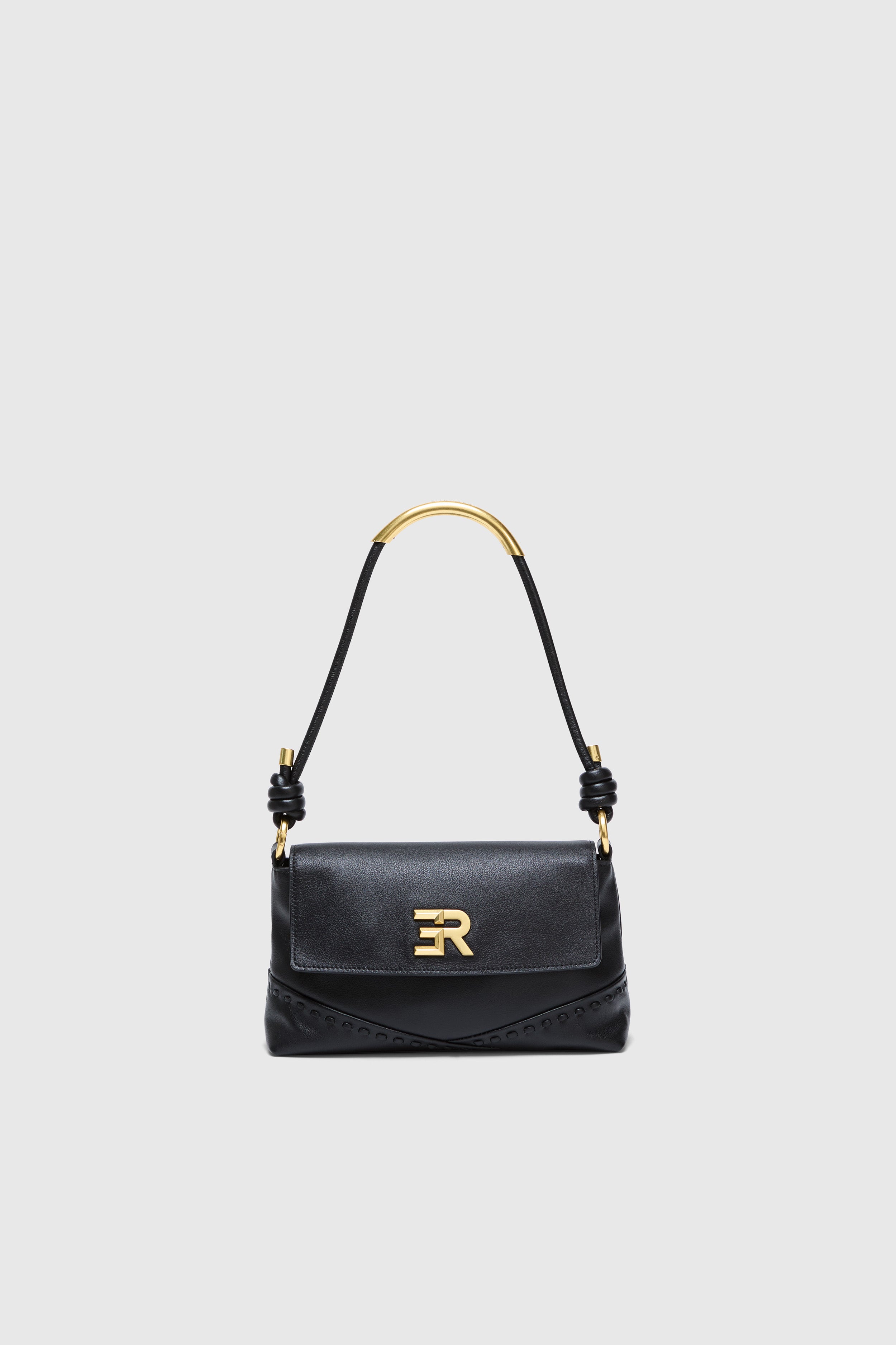 BORSA CON PATTINA IN VERA PELLE CON LOGO ORO