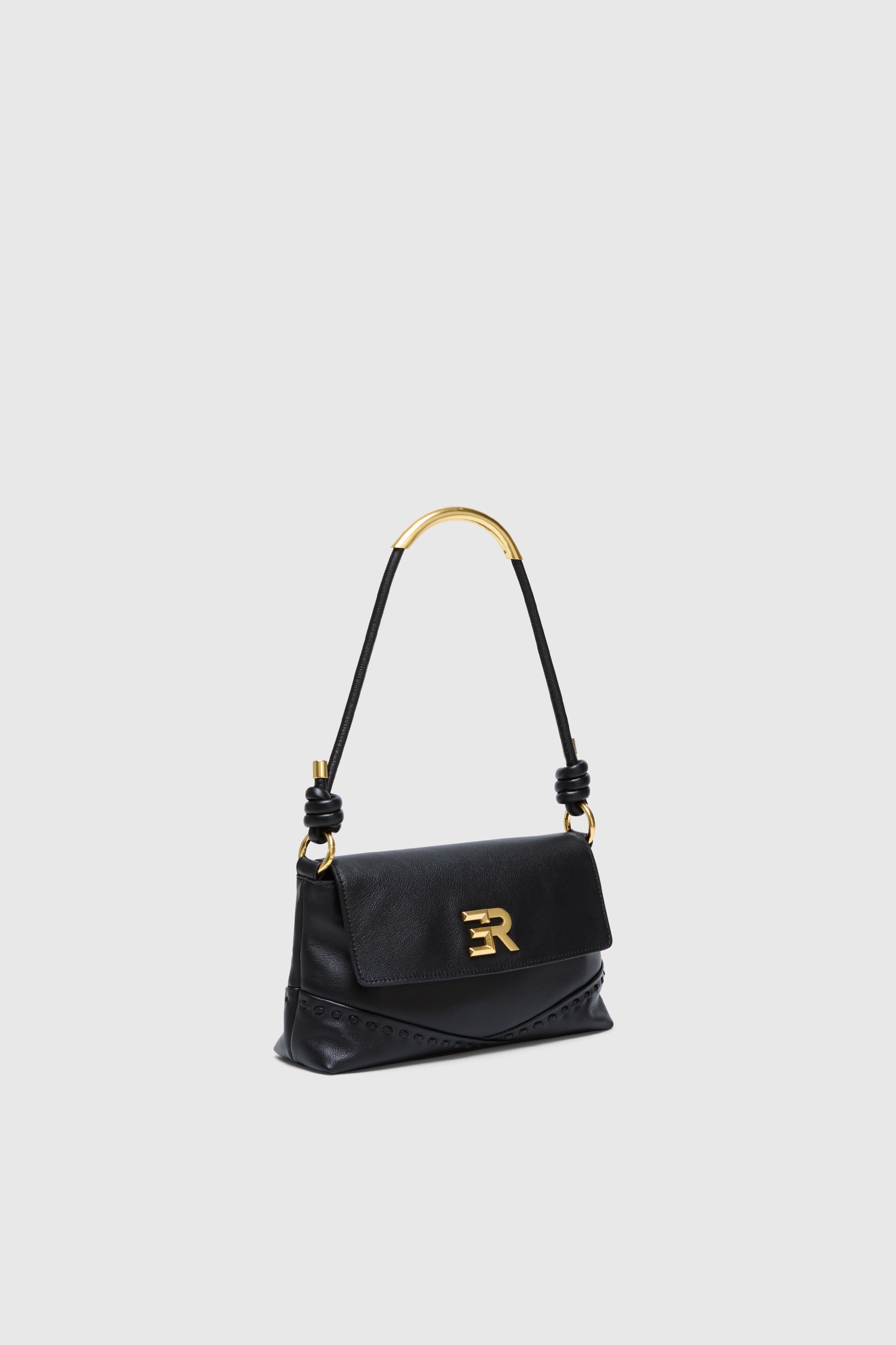 BORSA CON PATTINA IN VERA PELLE CON LOGO ORO