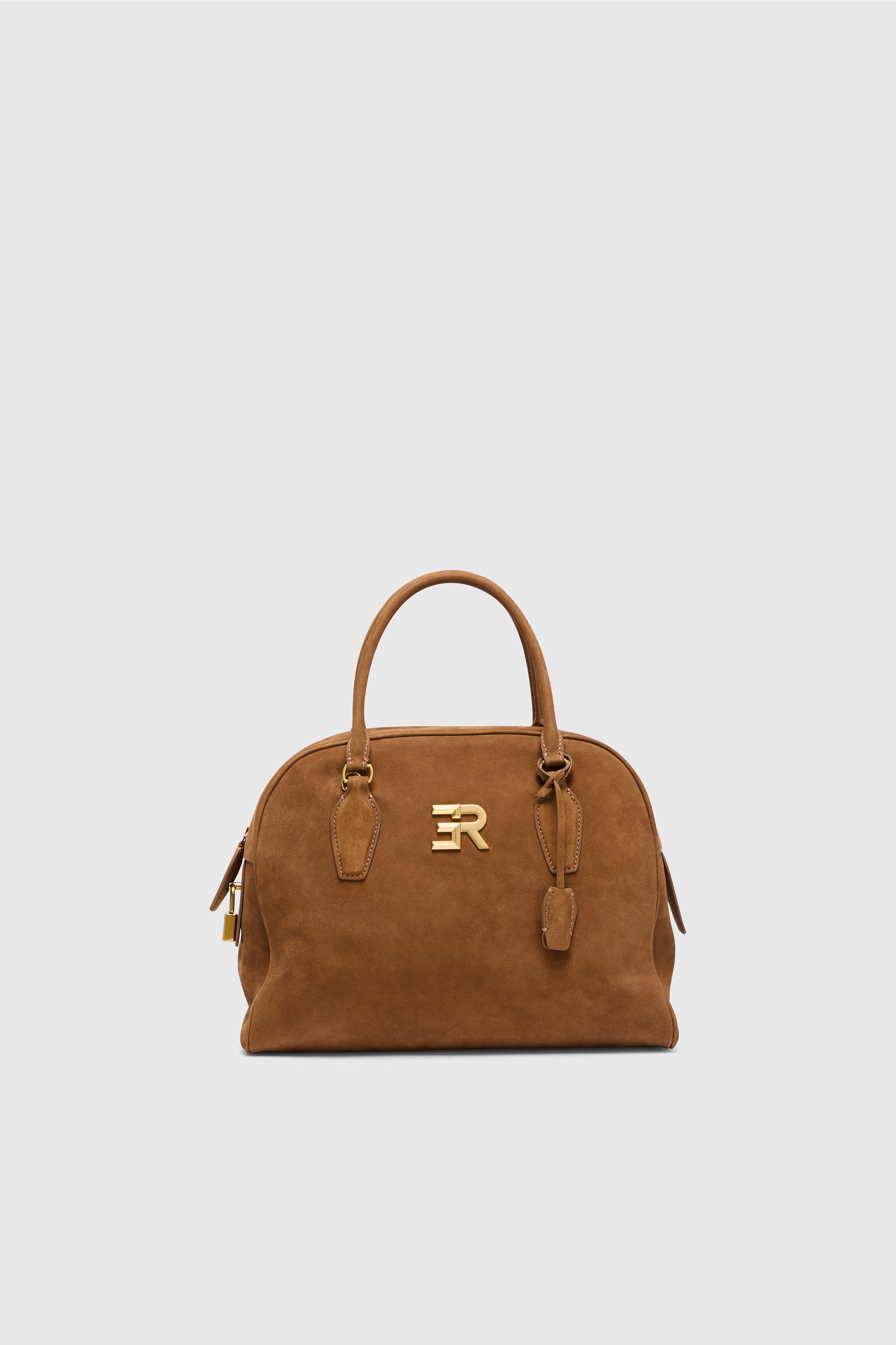 BORSA BOWLING IN CAMOSCIO CON LOGO ORO