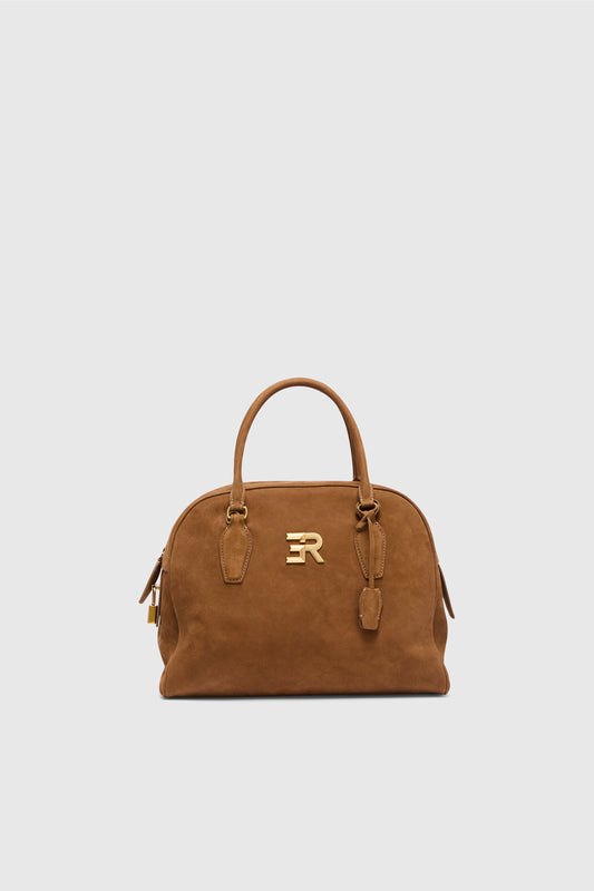 BORSA BOWLING IN CAMOSCIO CON LOGO ORO