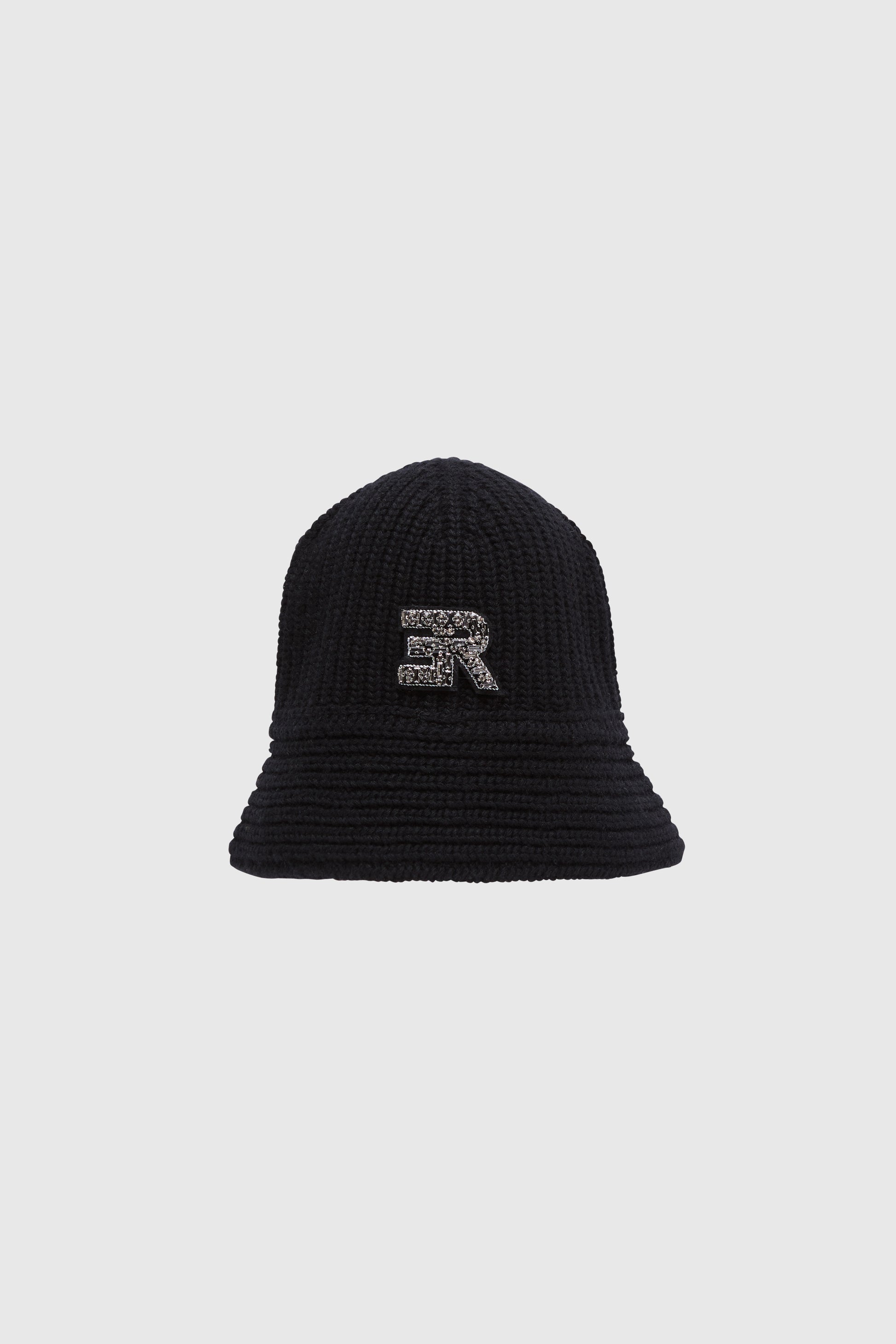 KNITTED RIB CLOCHE HAT WITH JEWEL LOGO