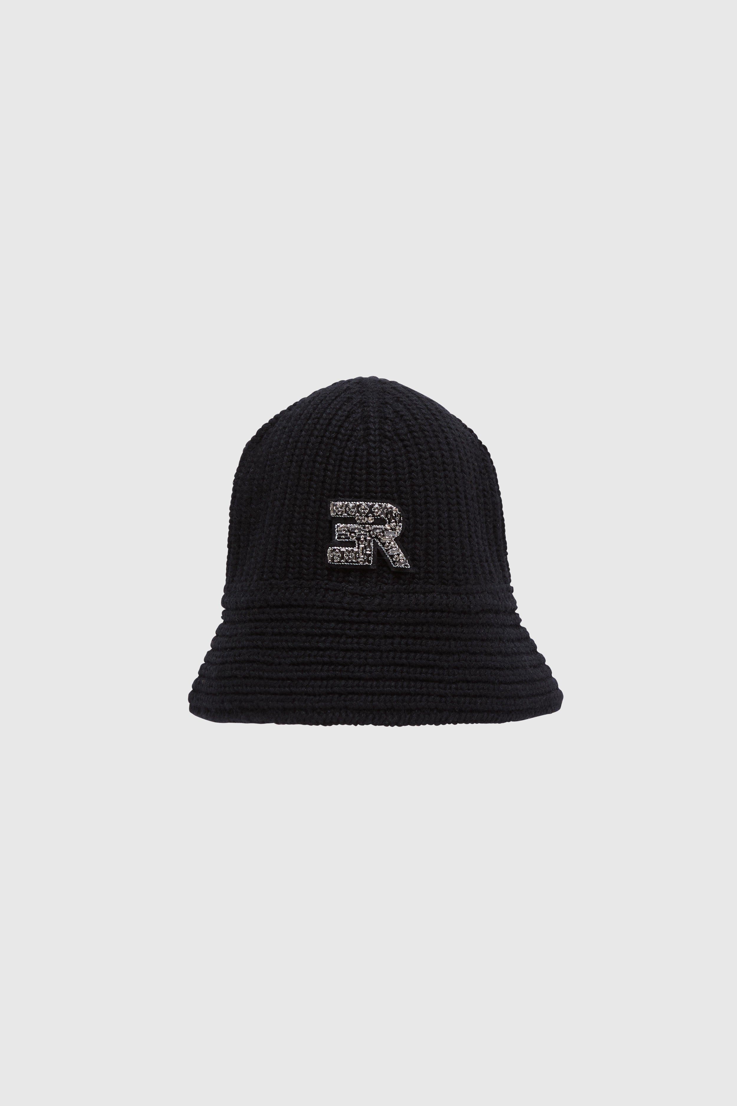 KNITTED RIB CLOCHE HAT WITH JEWEL LOGO