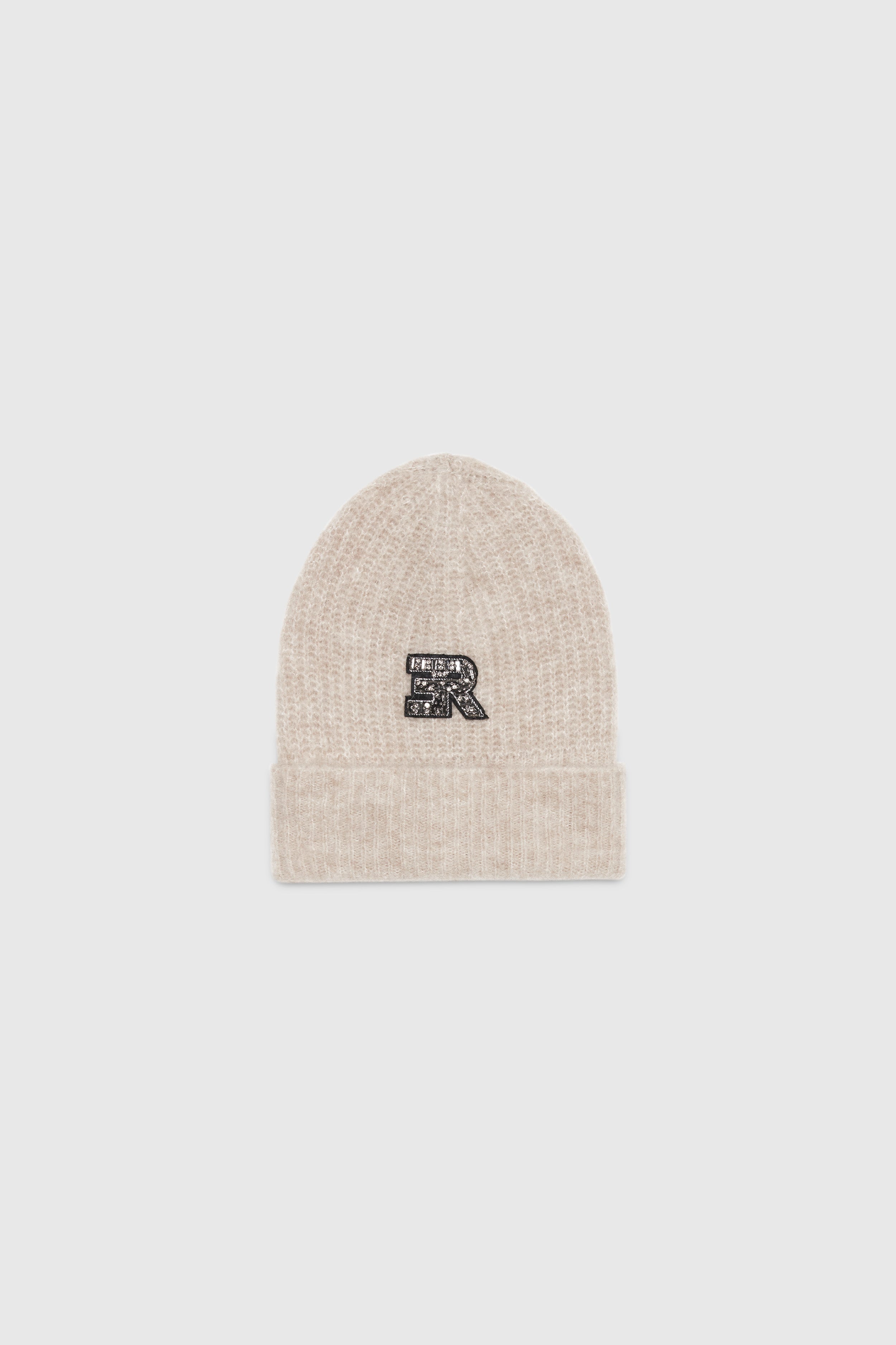 RIBBED HAT IN BLENDED ALPACA AND JEWEL LOGO
