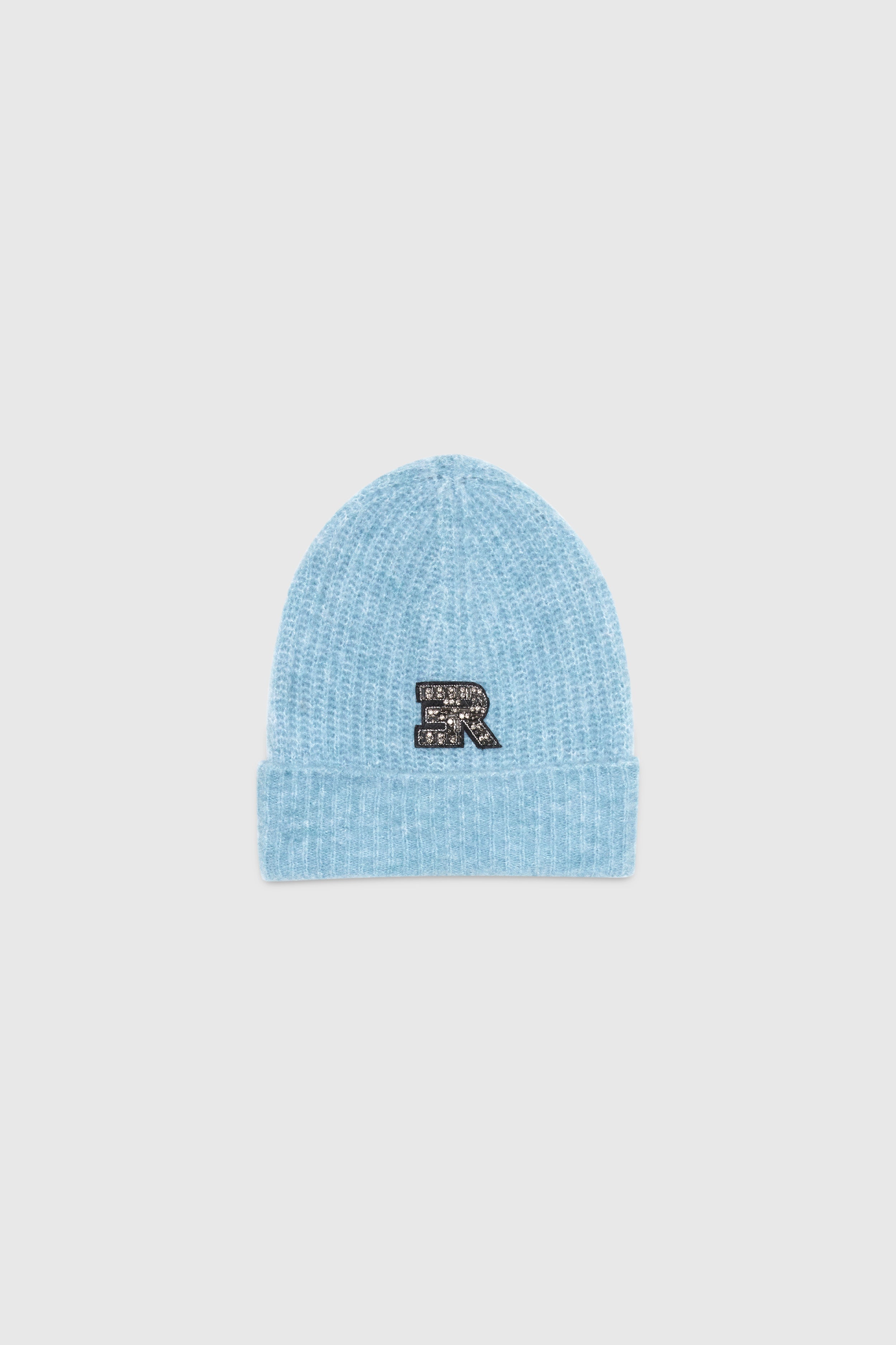 RIBBED HAT IN BLENDED ALPACA AND JEWEL LOGO