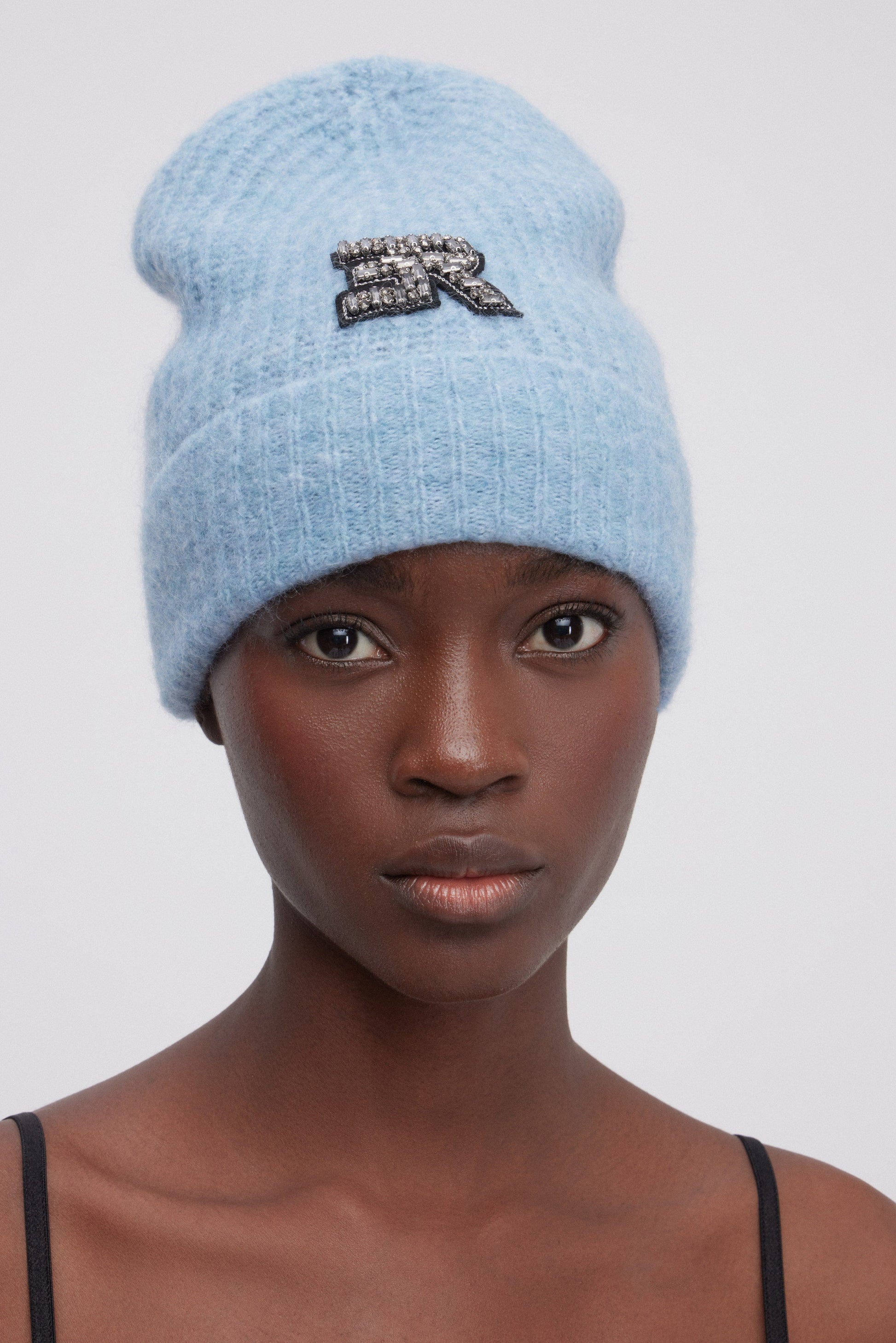 RIBBED HAT IN BLENDED ALPACA AND JEWEL LOGO